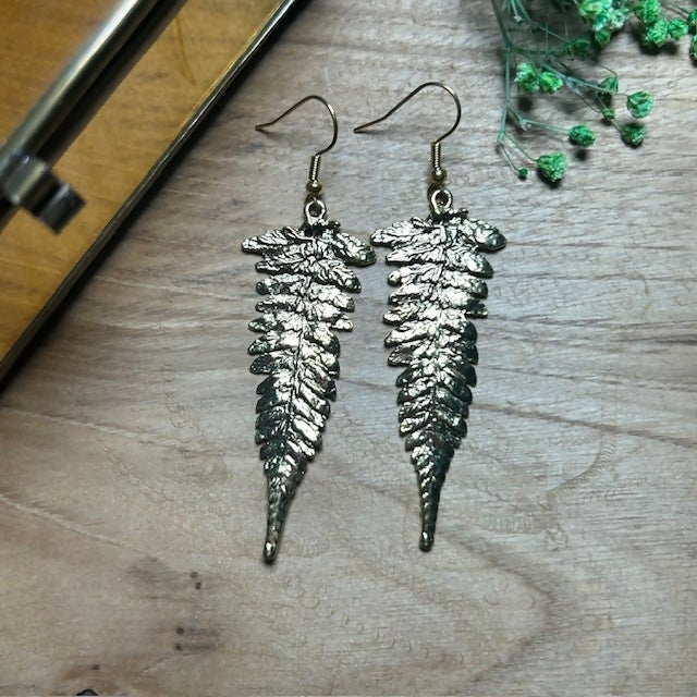 Stunning Large Gold Plated Leaf Earrings