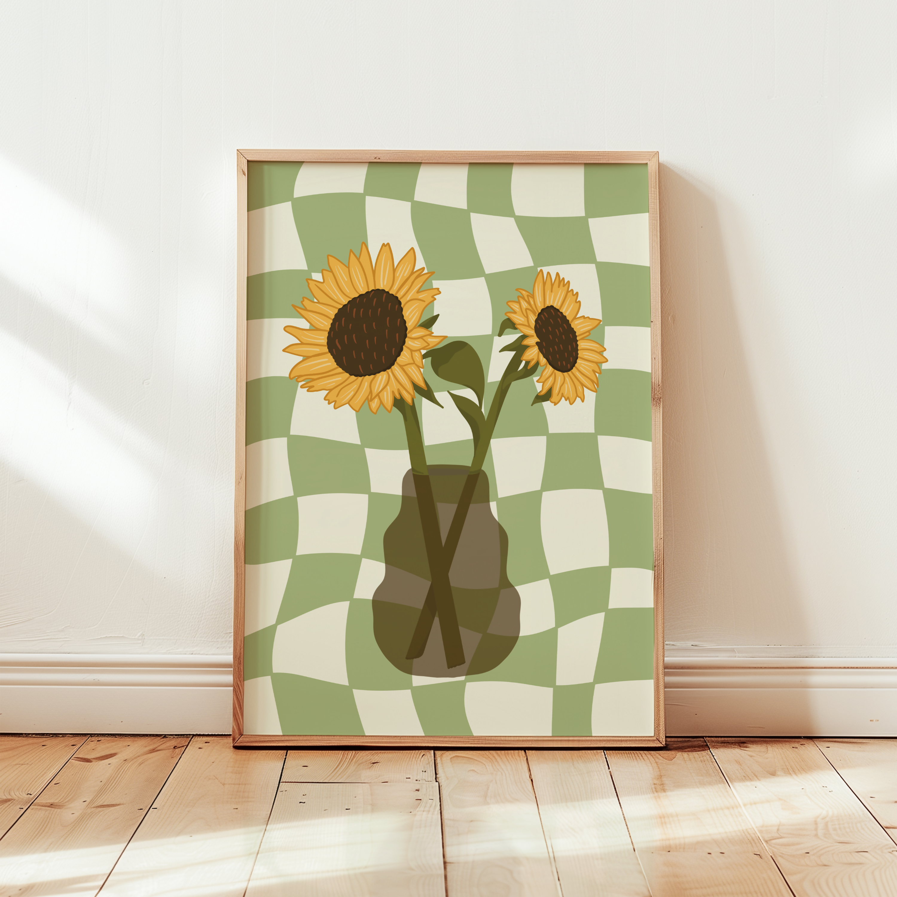 Sunflower Vase Print in Green