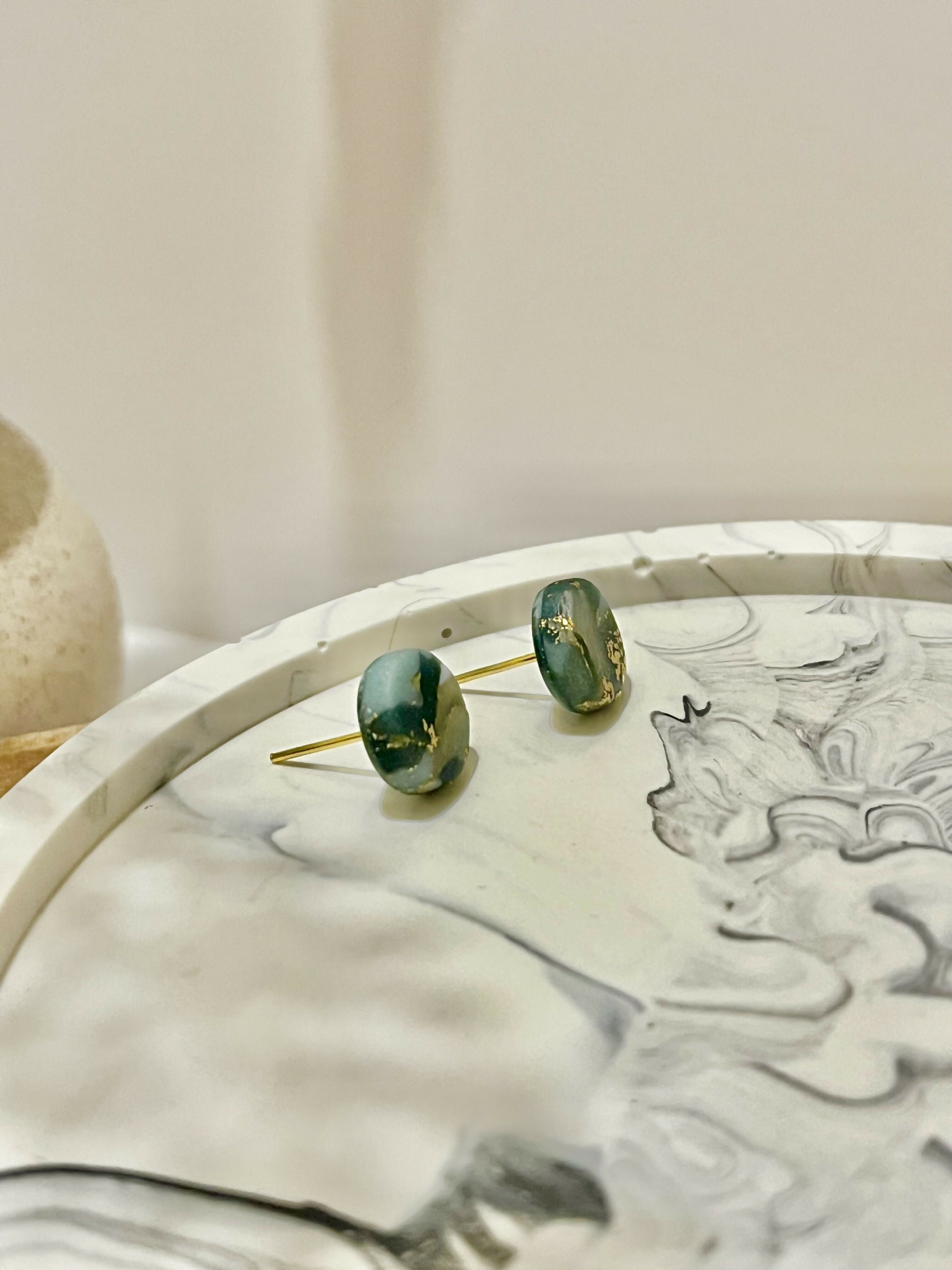 Emerald No. 4 - Handmade Polymer Clay Earrings