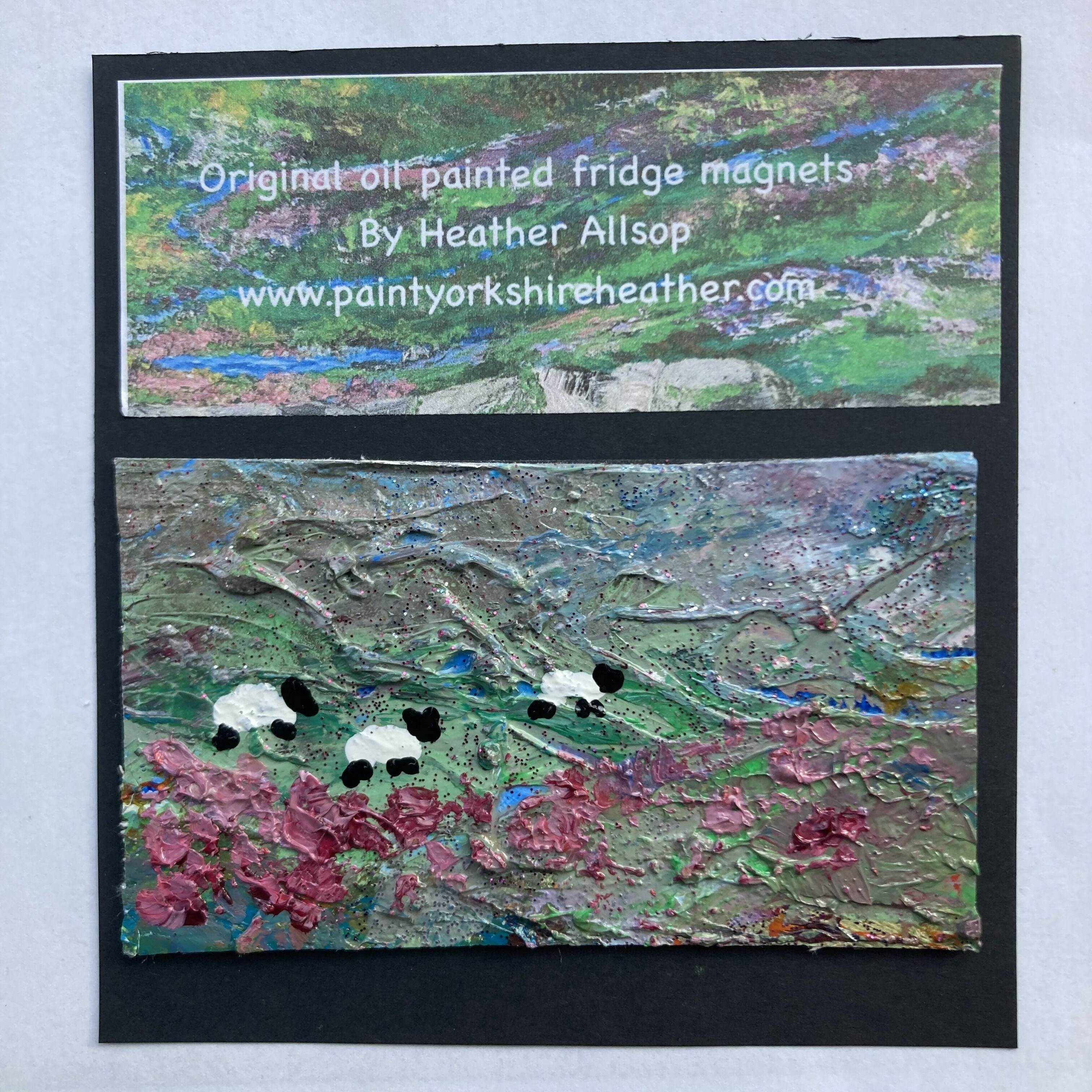 Sheep In Heather - Oil Painting Canvas Fridge Magnet