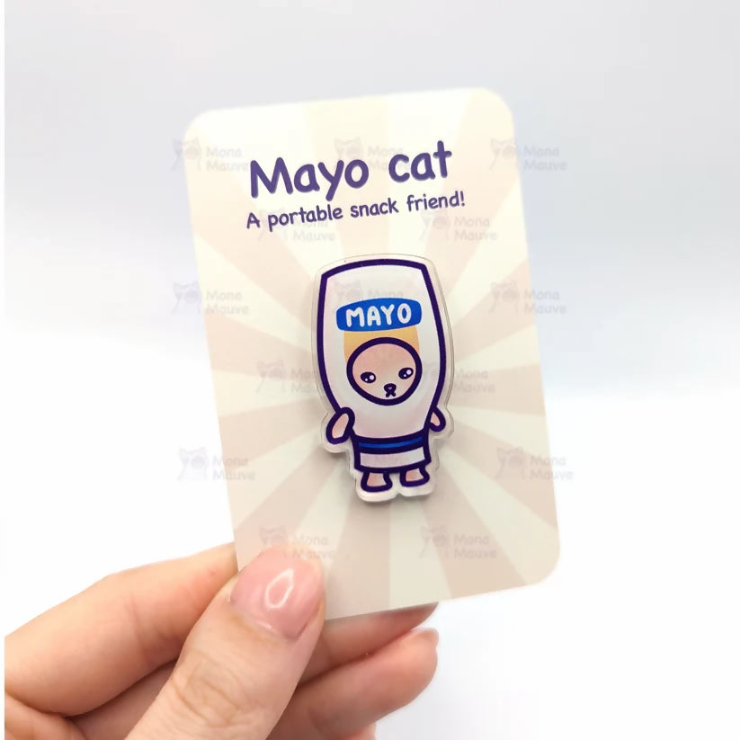 Acrylic Pin Badge - Mayo Cat