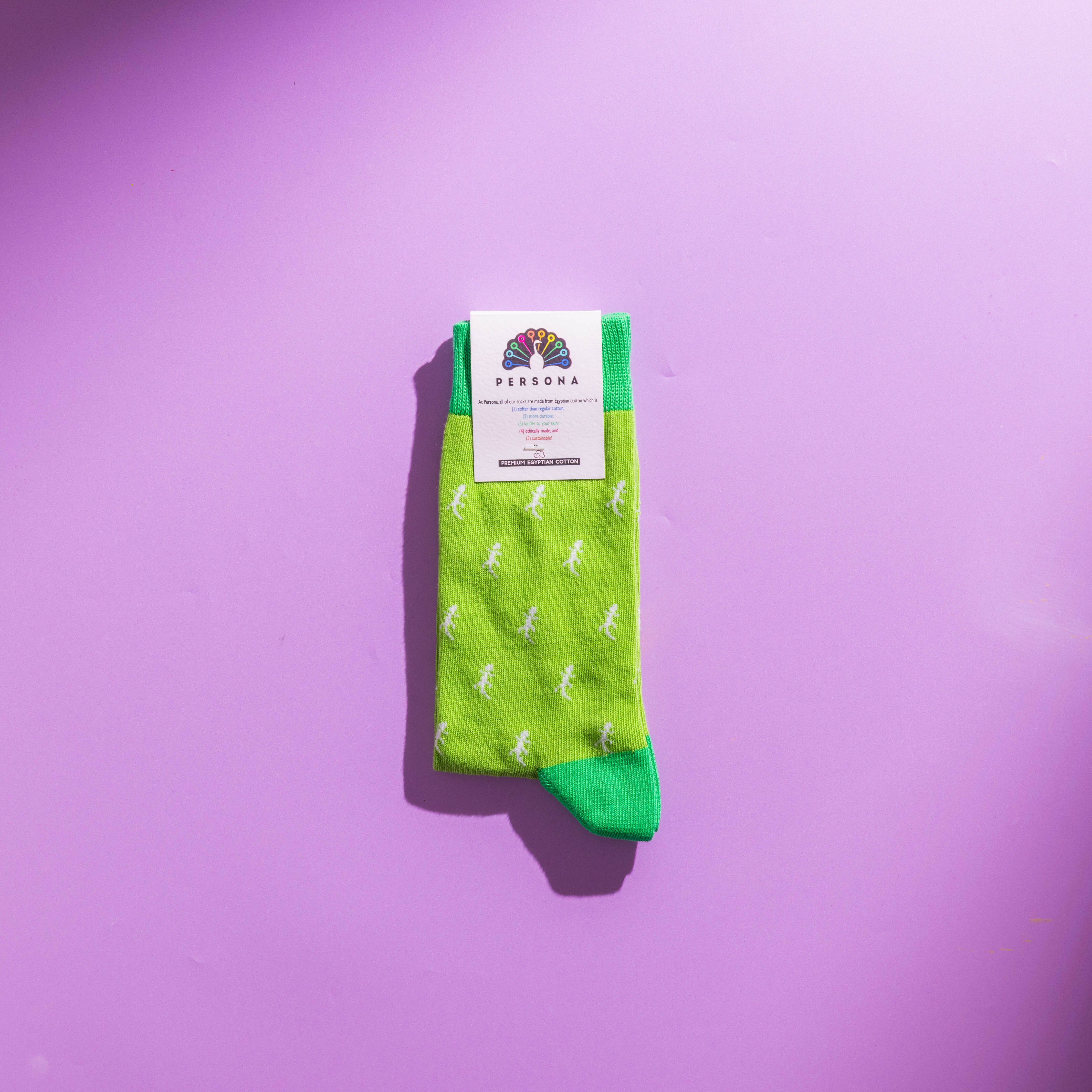Persona Green Lizard Pattern Egyptian Cotton Men's Socks | UK 6.5 - 11