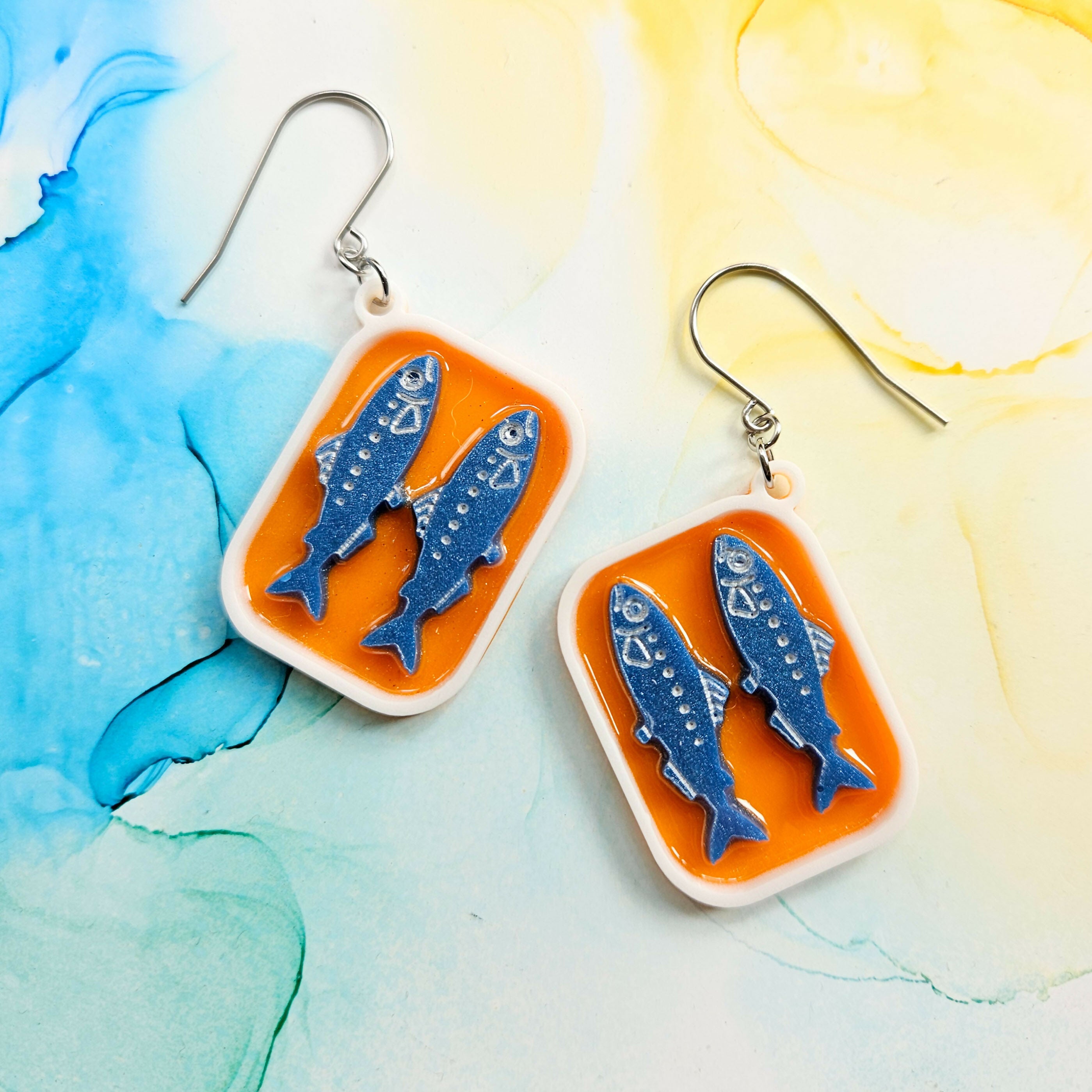 Handmade Sardines Resin Earrings