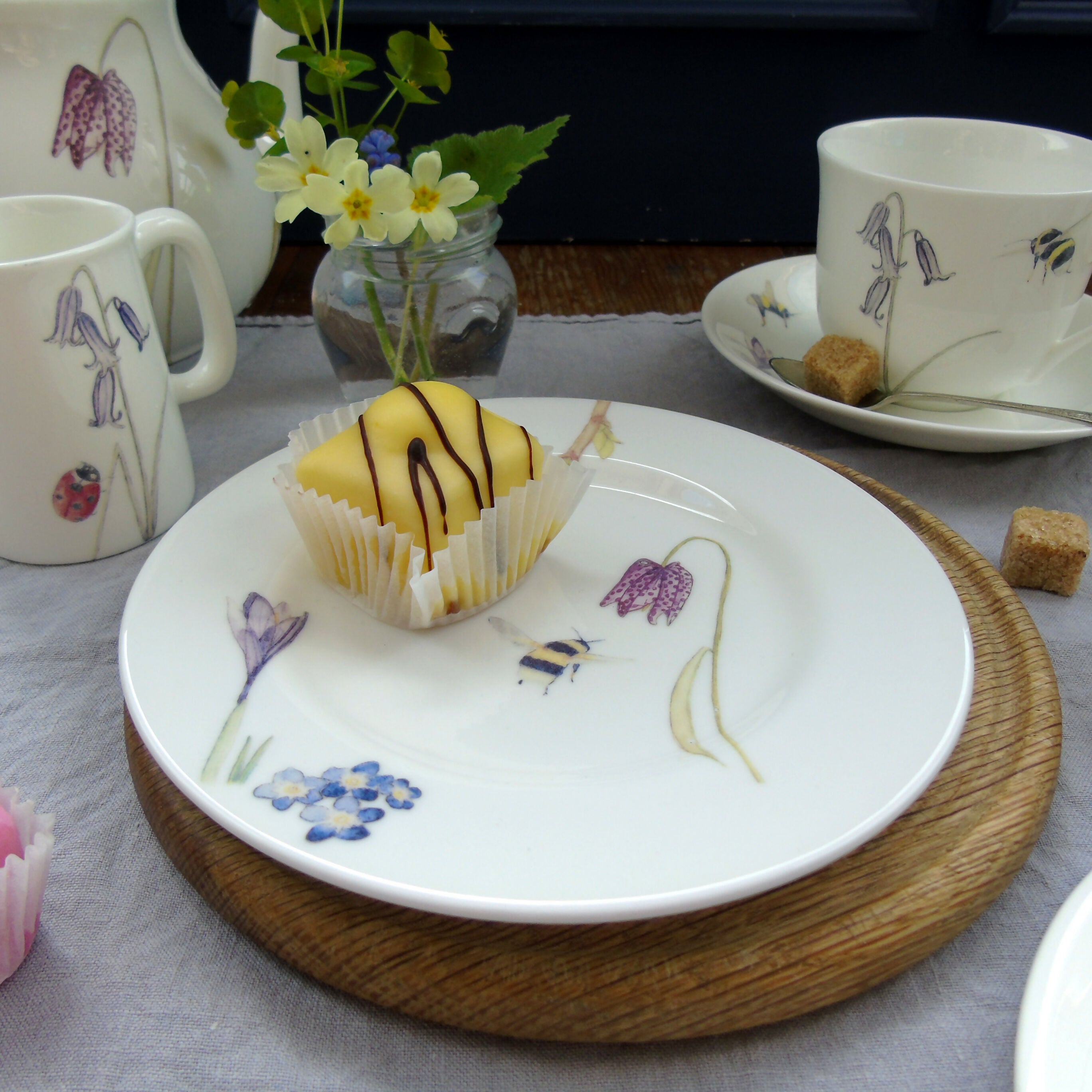 Fine Bone China Spring Flower Cake Plate
