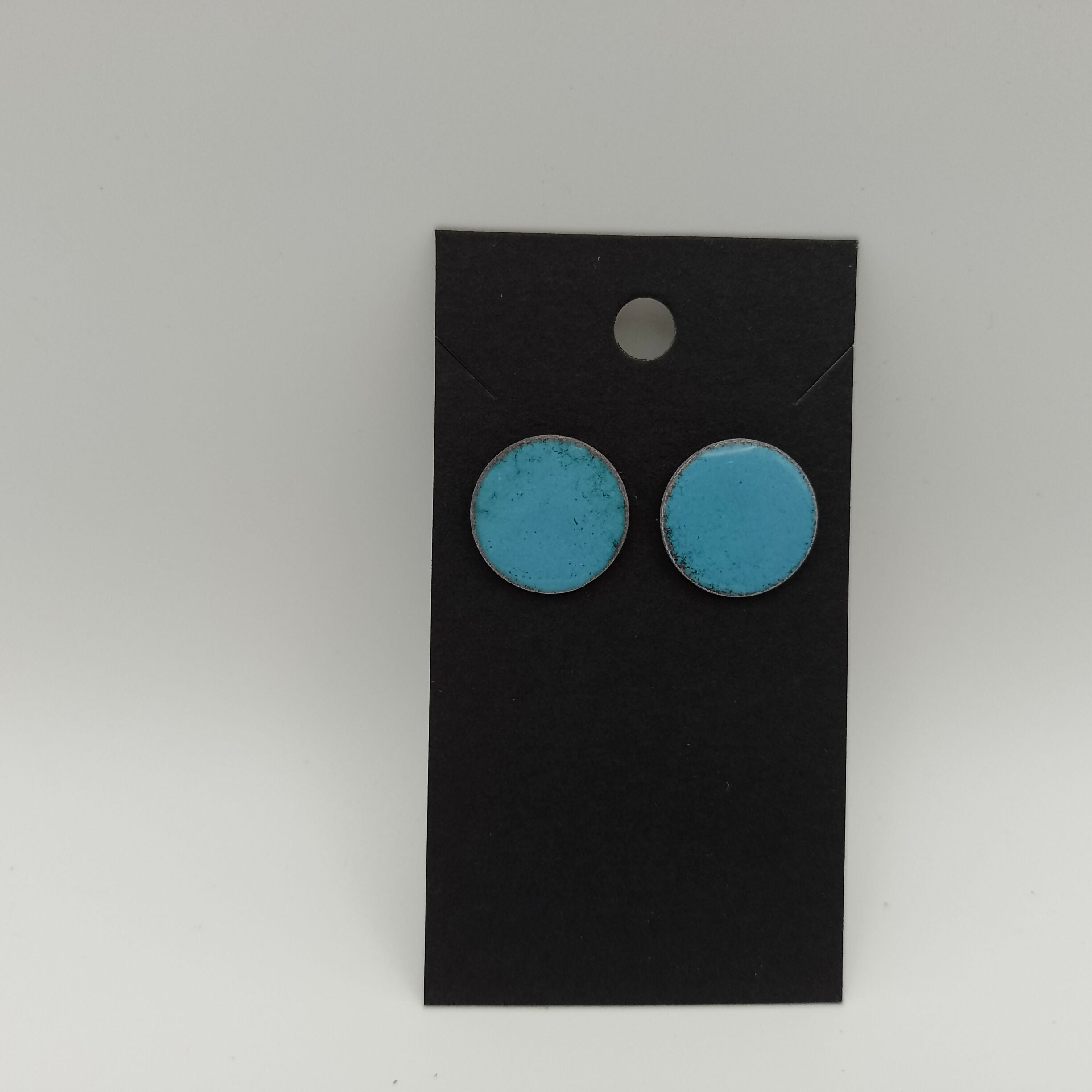 Pale Blue Circle Stud Enamel Earrings