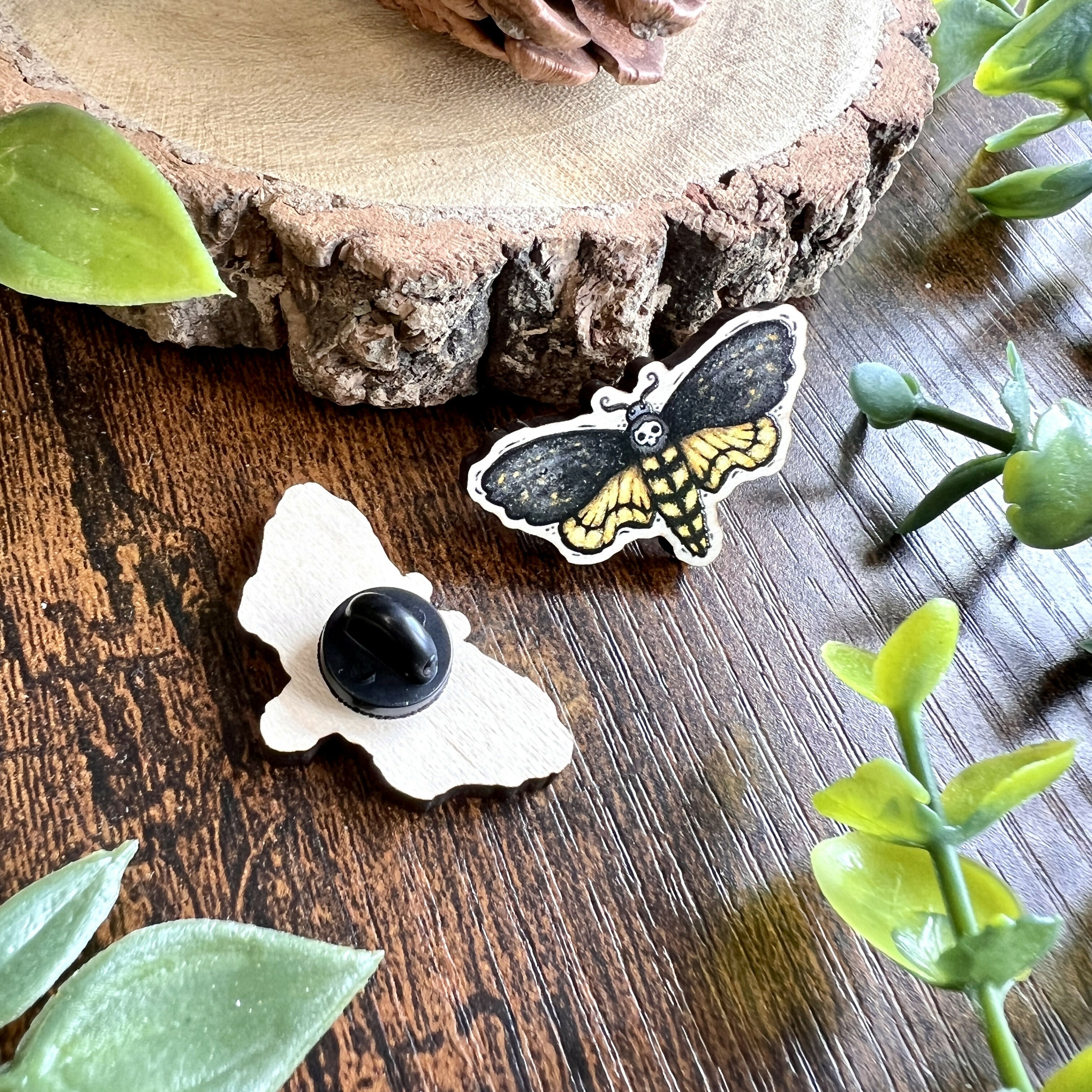 Death Moth Wooden Pin | Cute Rustic | Art & Soul