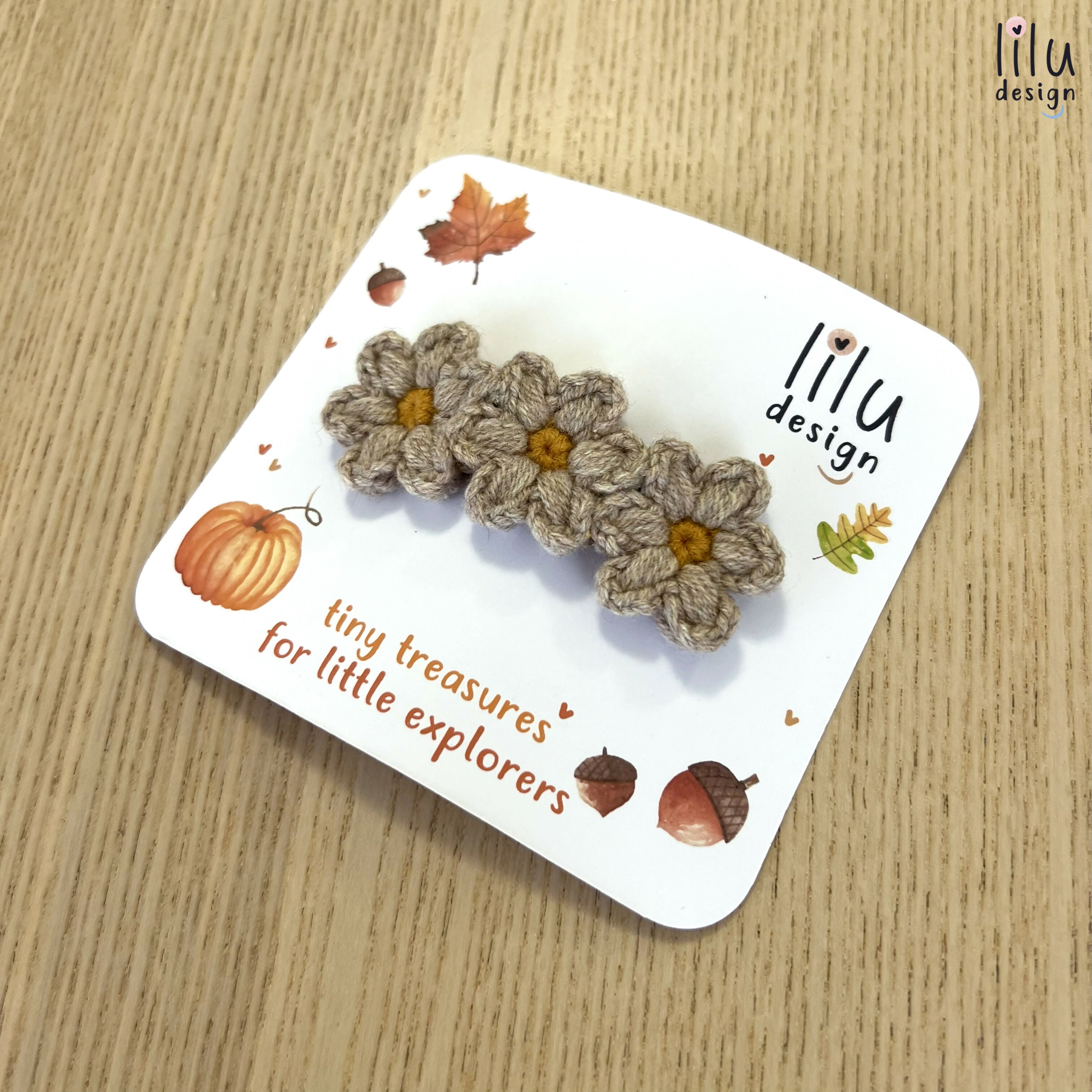 Crochet Hair Clip - Three Daisies