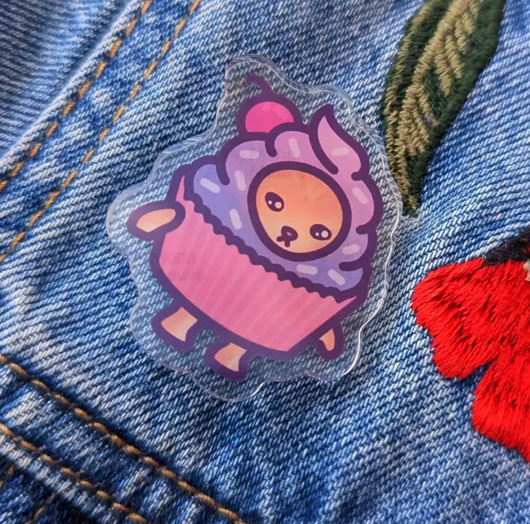 Acrylic Pin Badge - Cupcake Cat