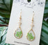 Real Flower Green Mini Oval Teardrop Earrings