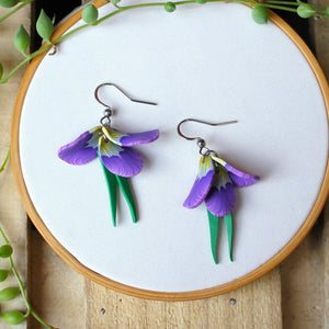 Iris Lavender Bounty Clay Dangle Earrings