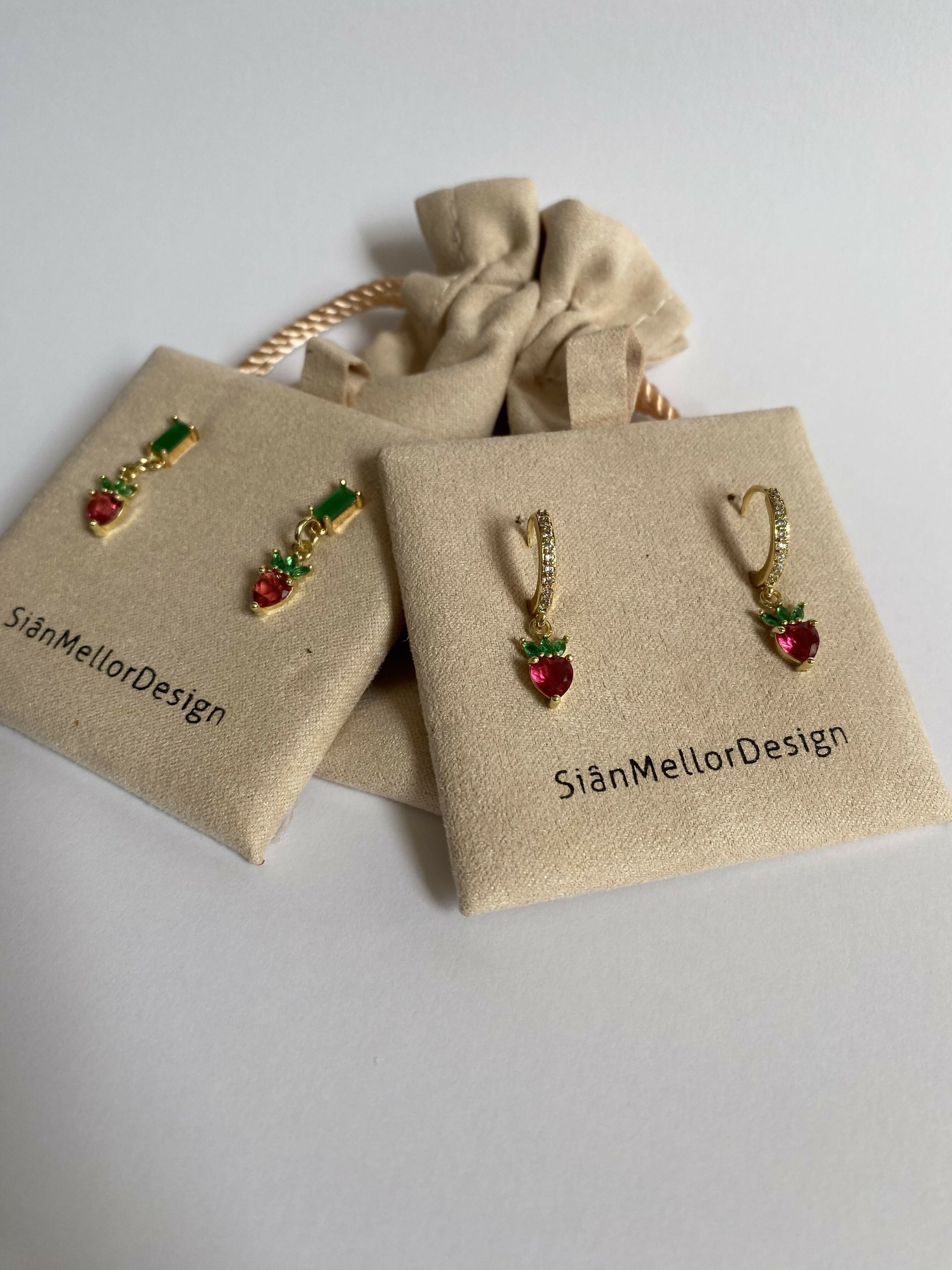 Strawberry Huggie Hoops