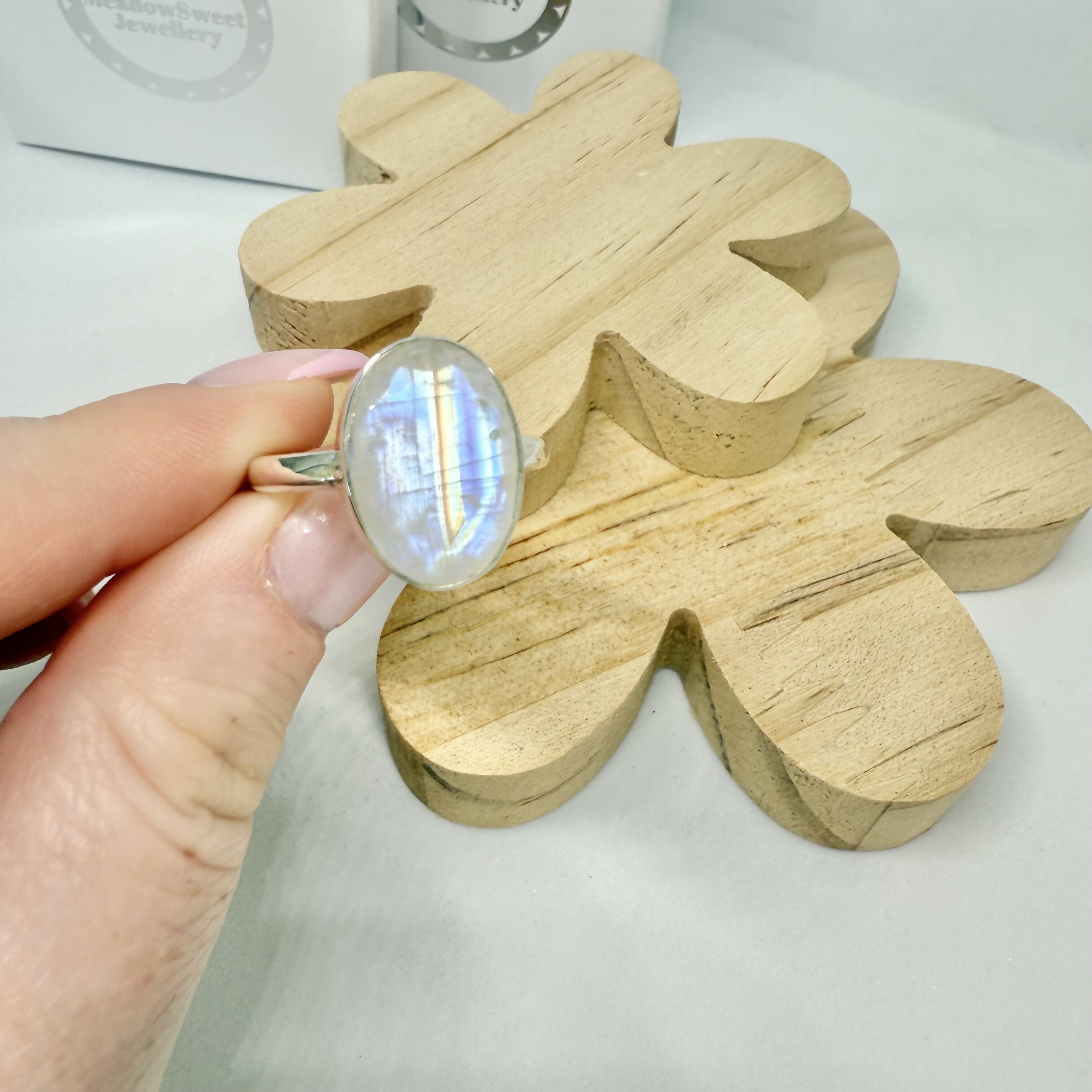 WHITE MOONSTONE RING SIZE X 1/2