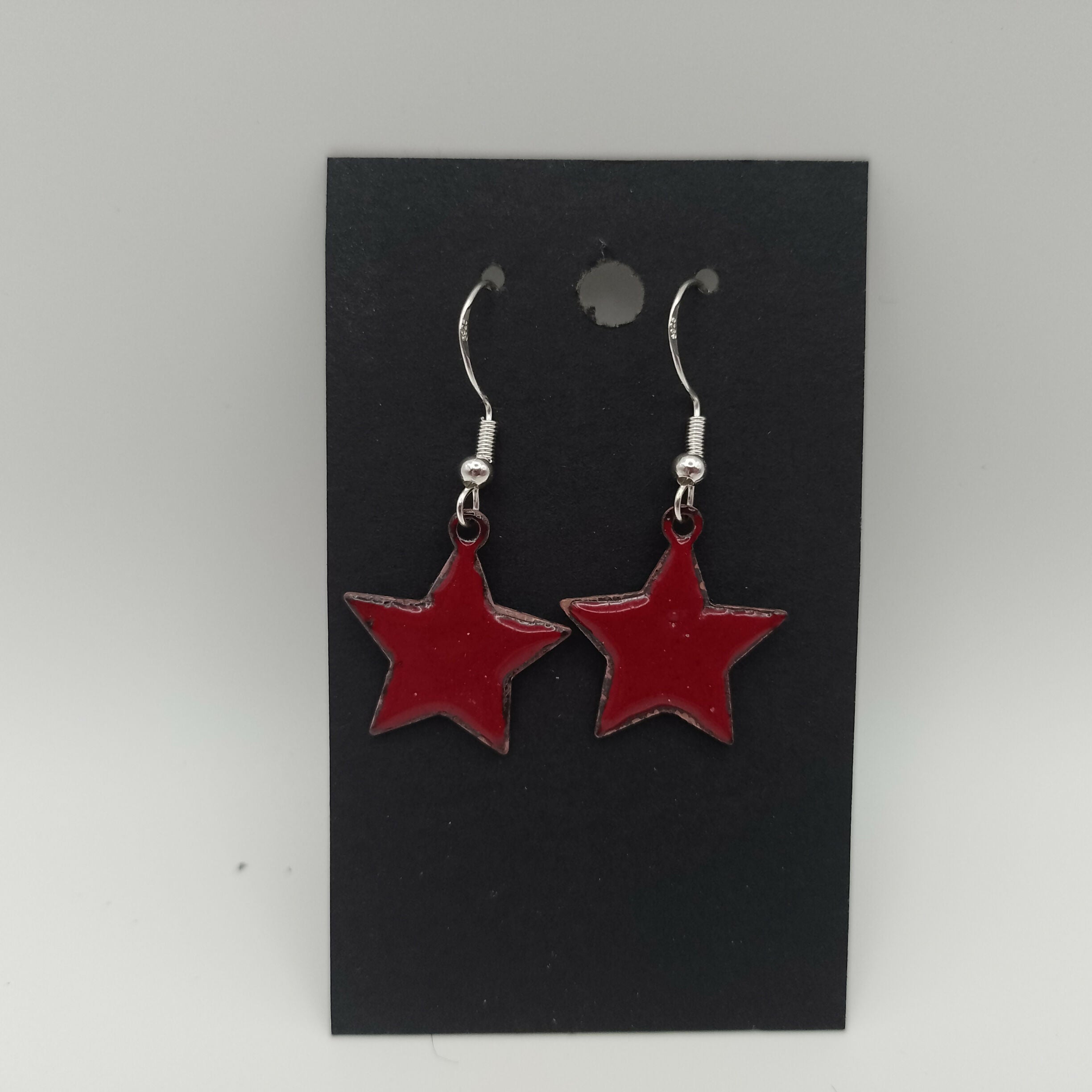 Red Enamel Star Earrings
