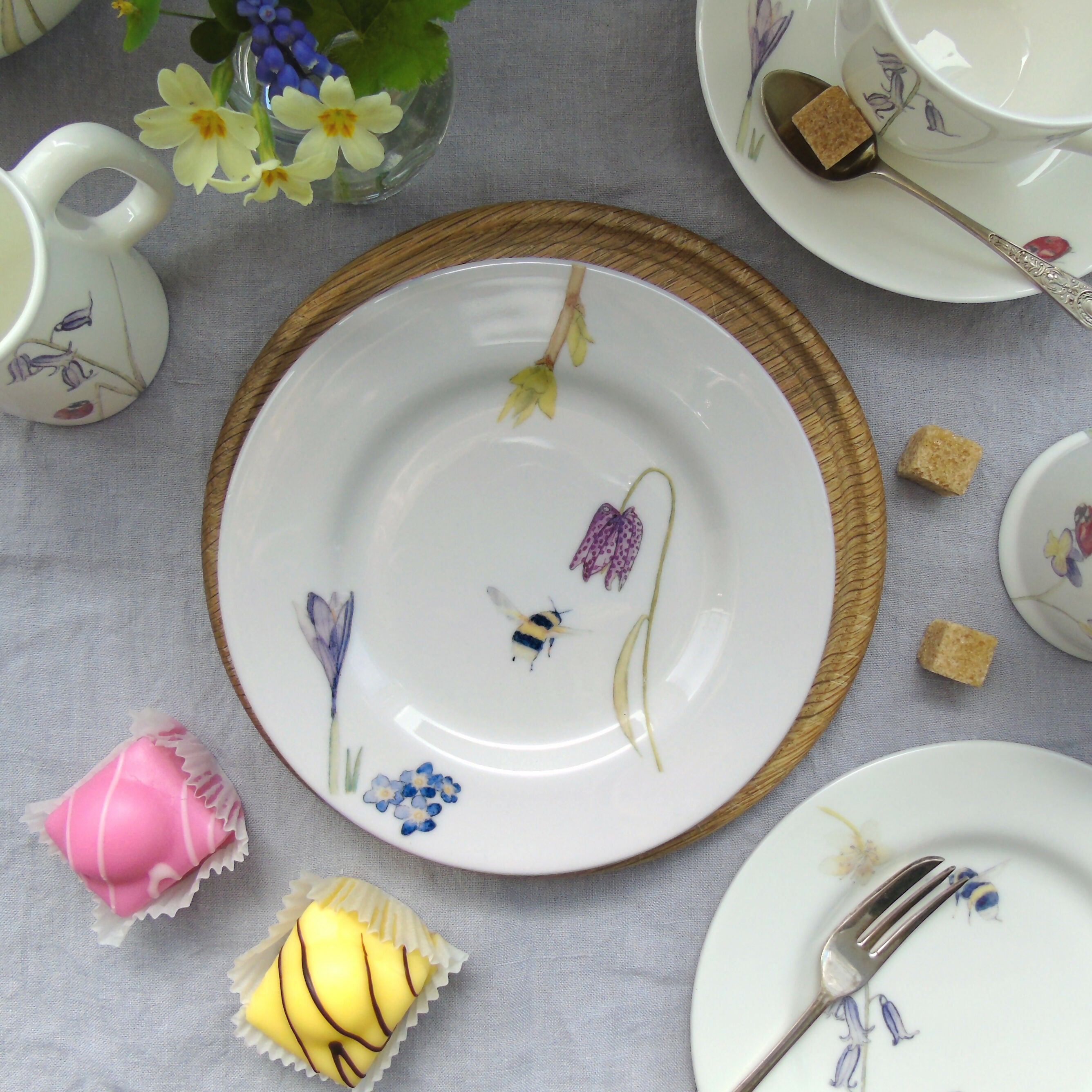 Fine Bone China Spring Flower Cake Plate