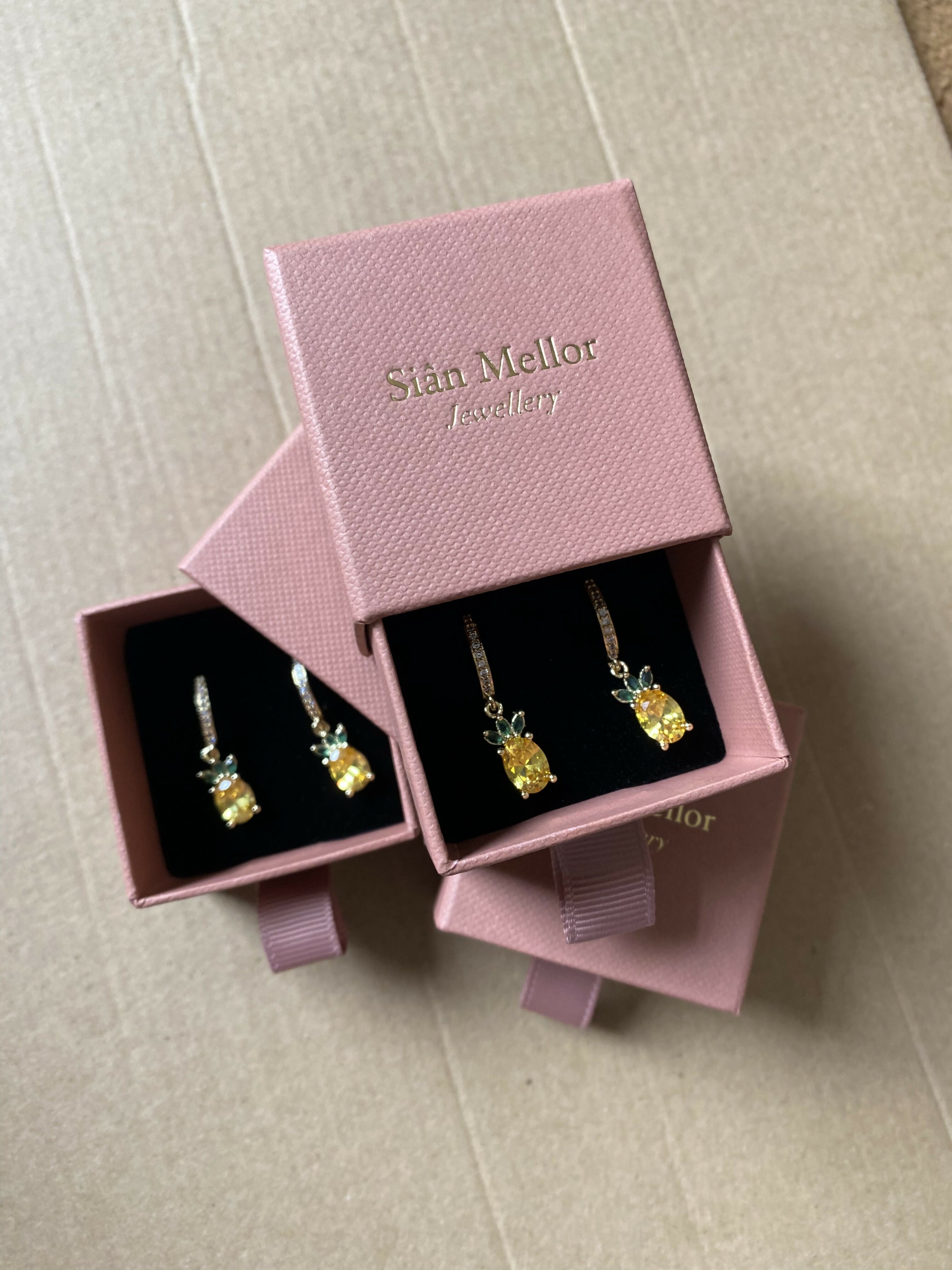 Pineapple Huggie Hoops