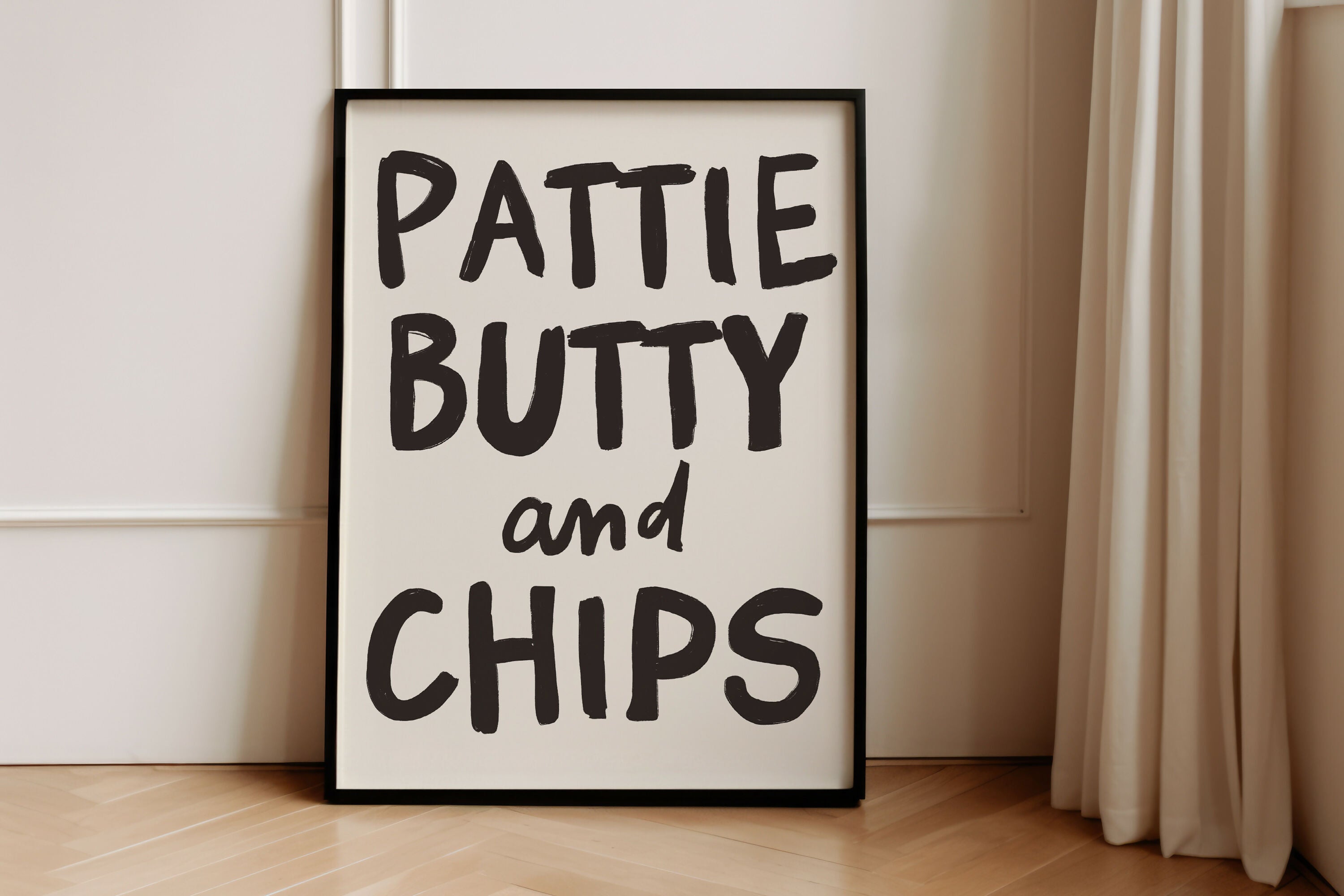 Pattie Butty & Chips Print - Fun Artwork for Food Lovers | Art & Soul