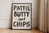 Pattie Butty & Chips Print - Fun Artwork for Food Lovers | Art & Soul
