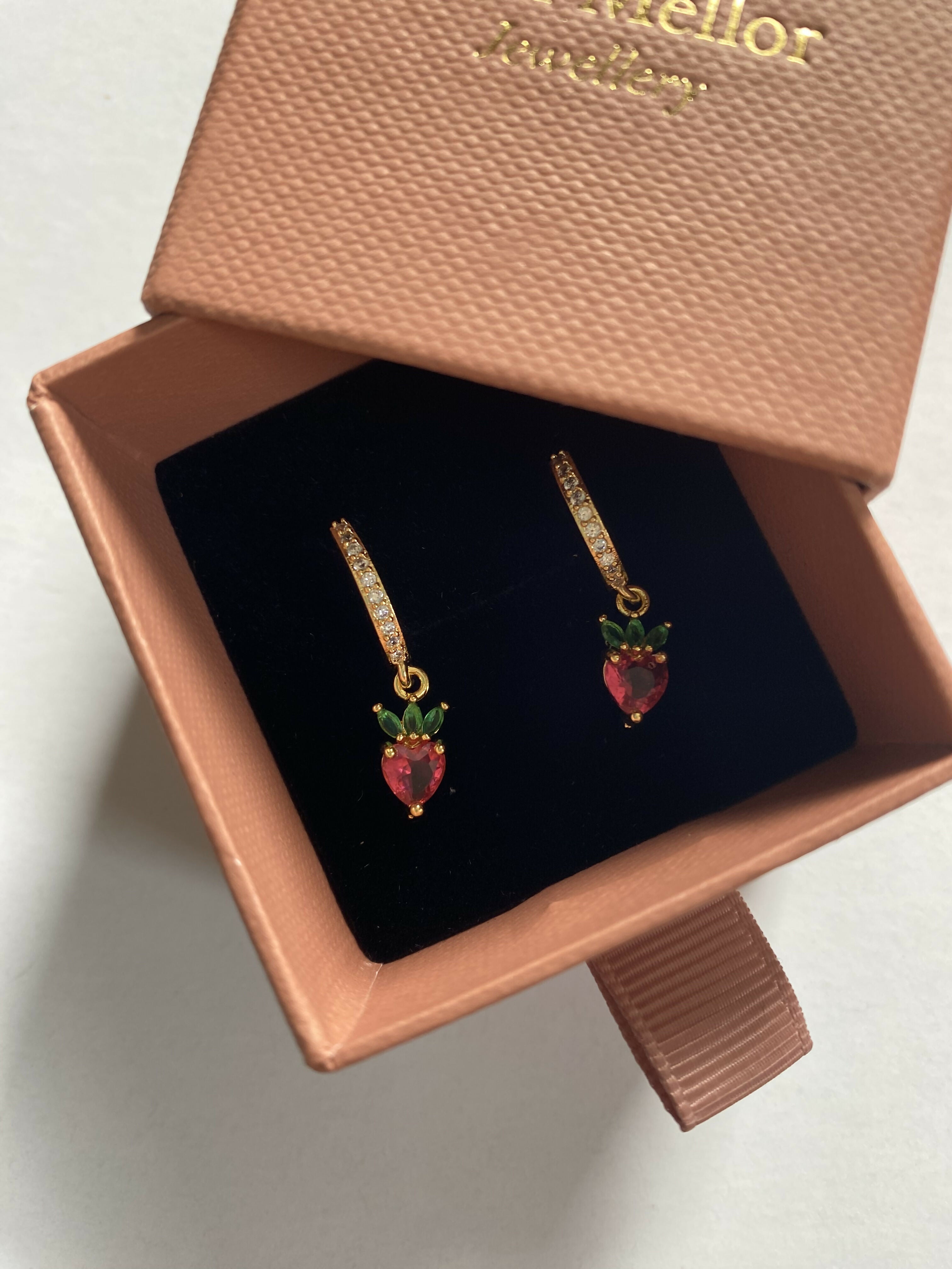 Strawberry Huggie Hoops