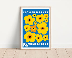 A4 Humber Street Flower Market Print - Blue