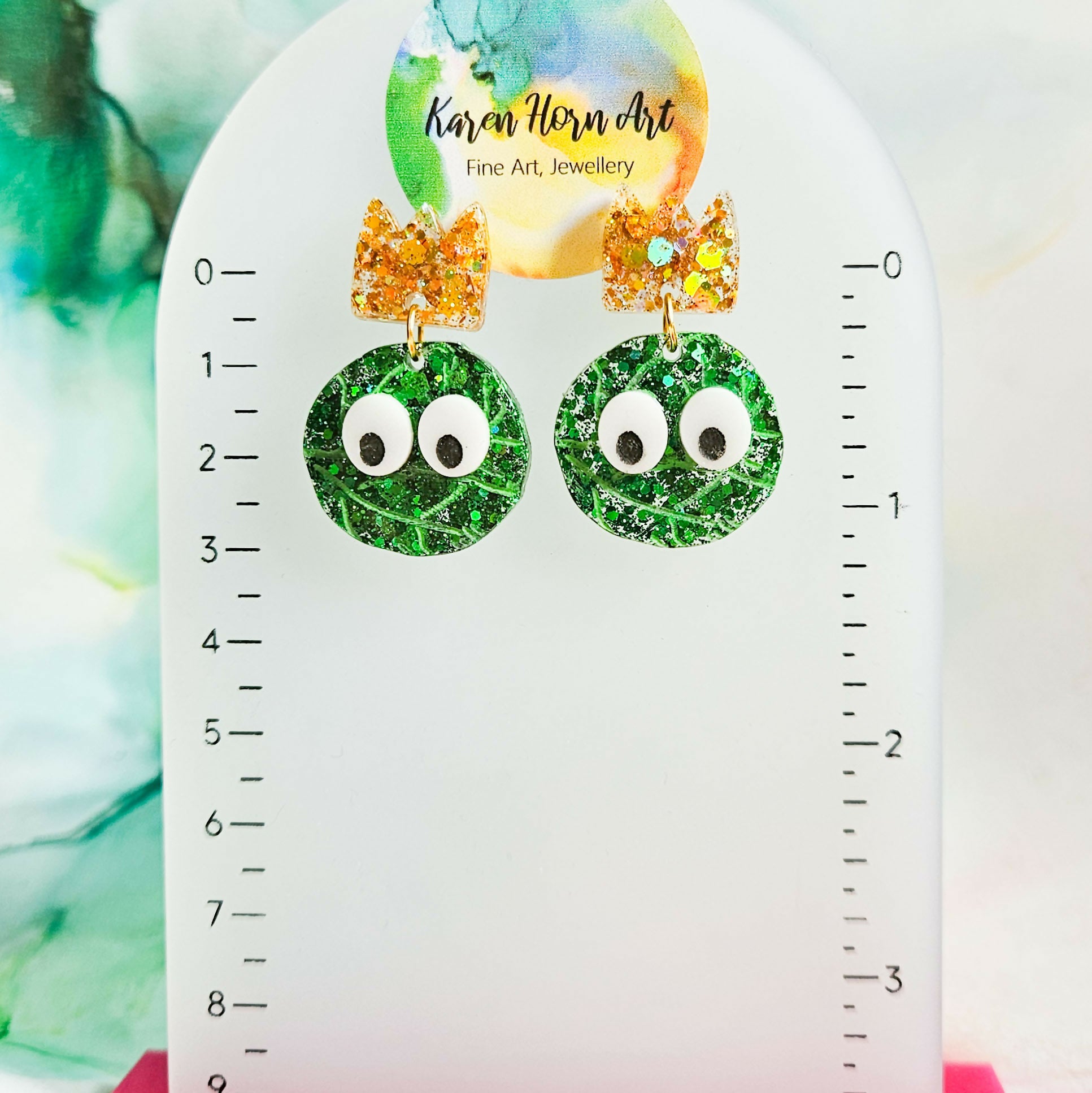 Handmade Brussels Sprouts Christmas Resin Earrings