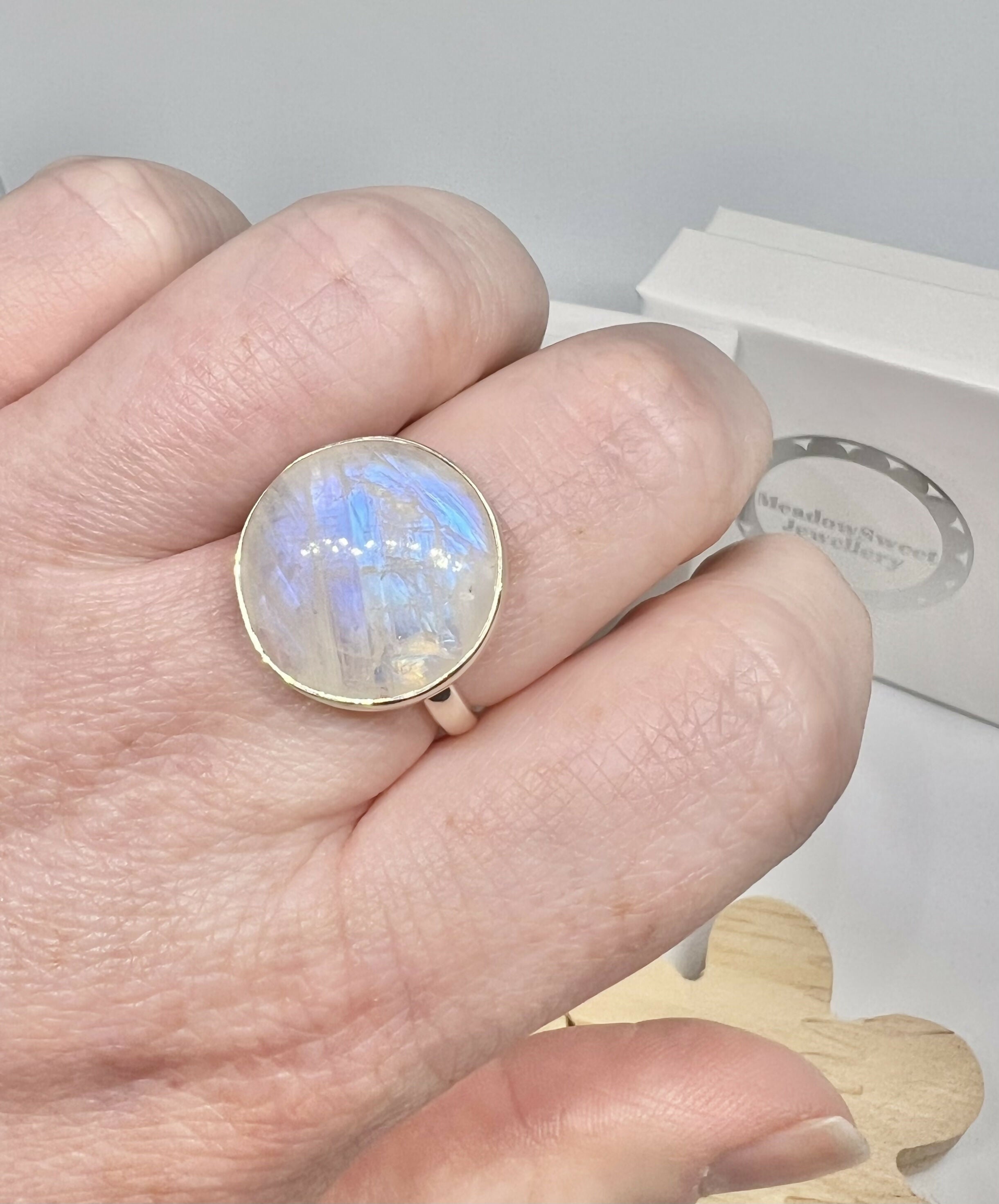 White Moonstone Ring Size S 1/2