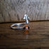 Handmade Adjustable Silver Toadstool Ring With Amber, Size O½