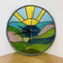 Stained Glass Round Landscape Clock
