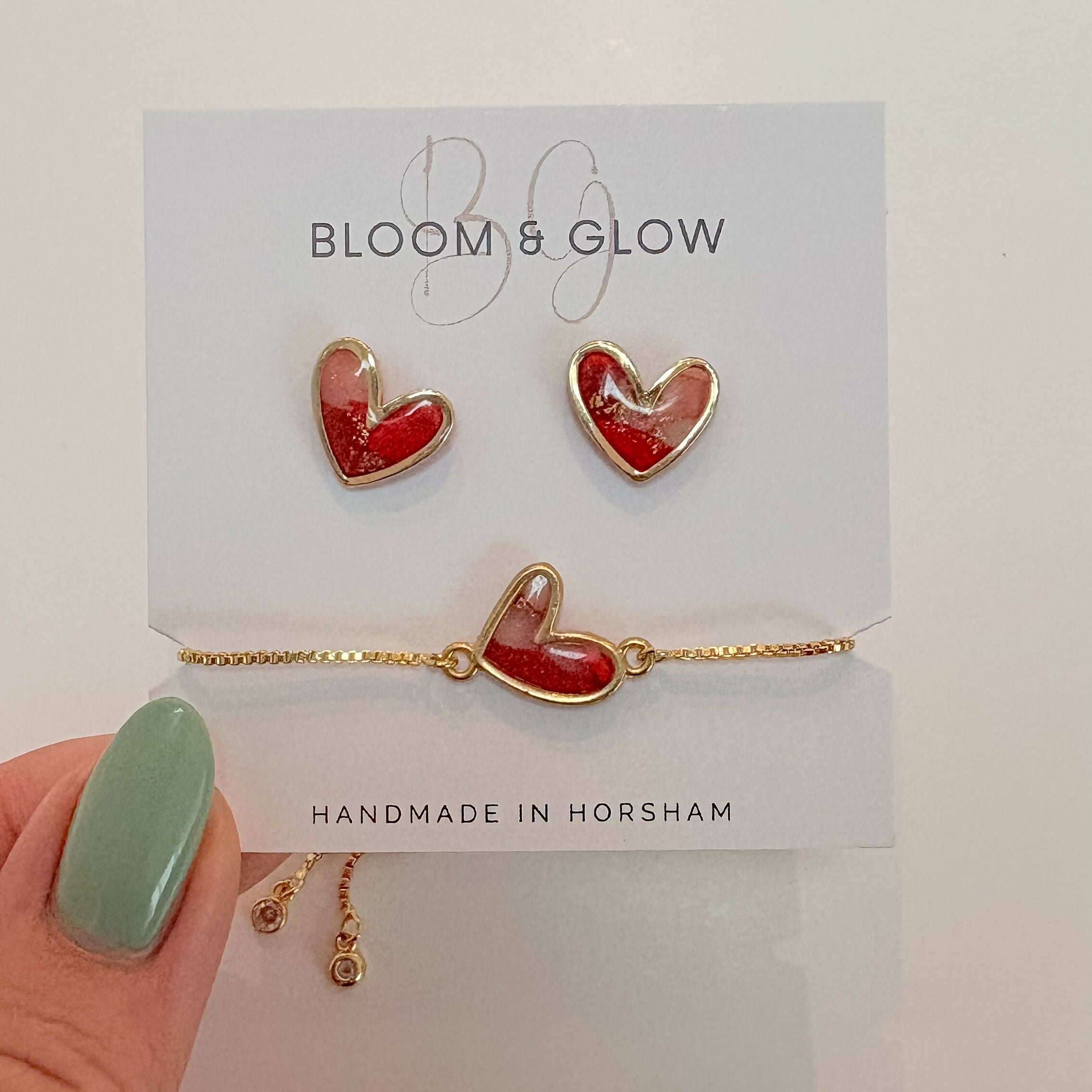Heart Earring and Bracelet Set