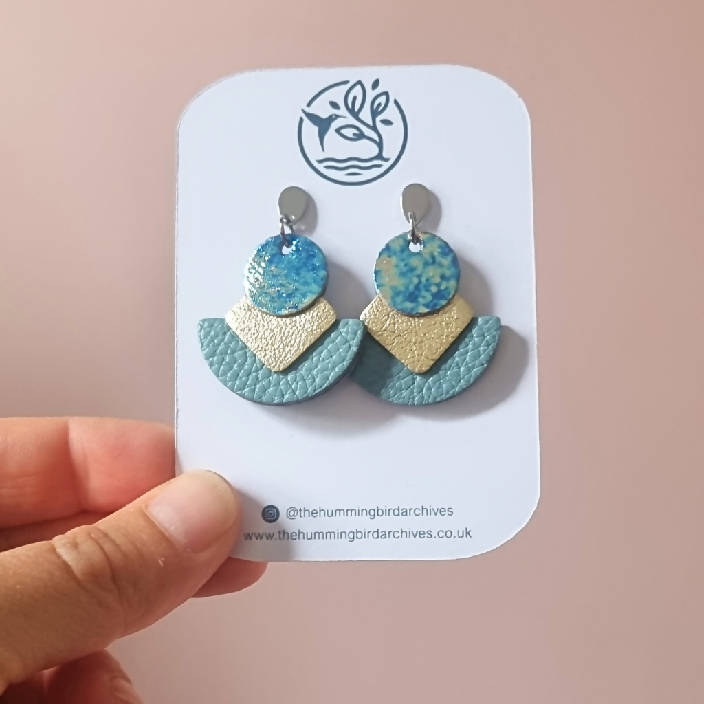 Blue and Gold Earrings