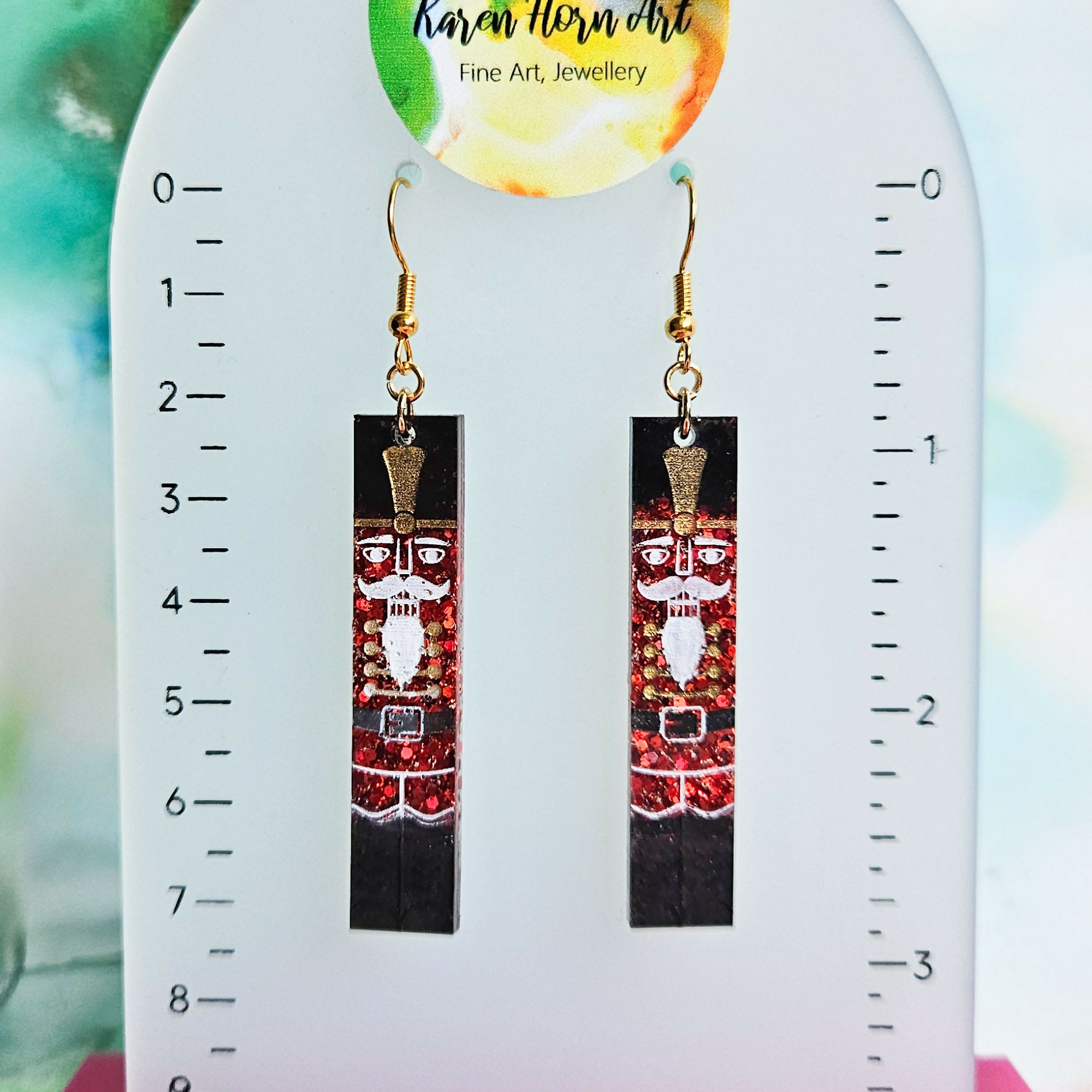 Handmade Red Glitter Nutcracker Christmas Earrings