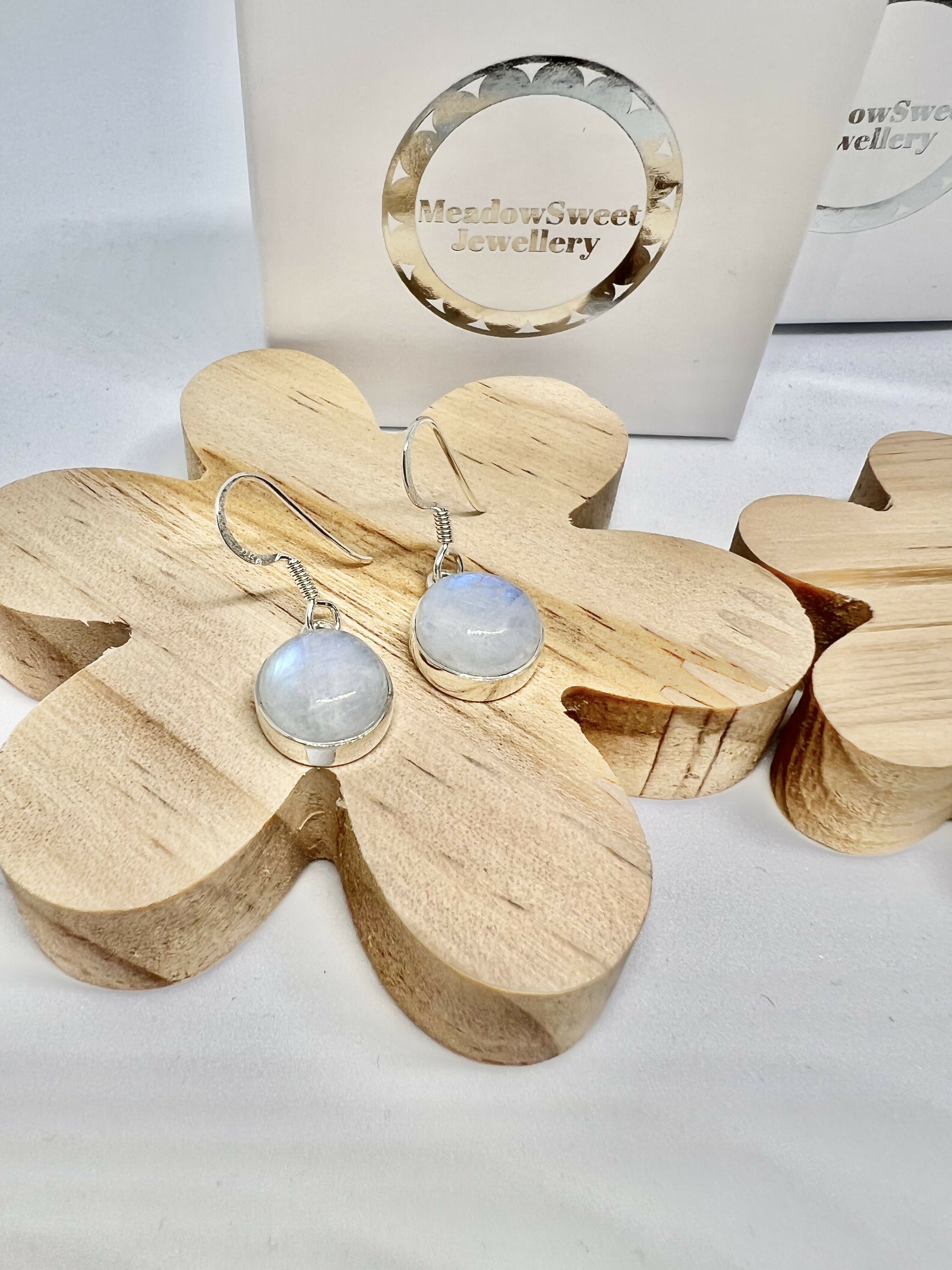 Blue moonstone drop earrings
