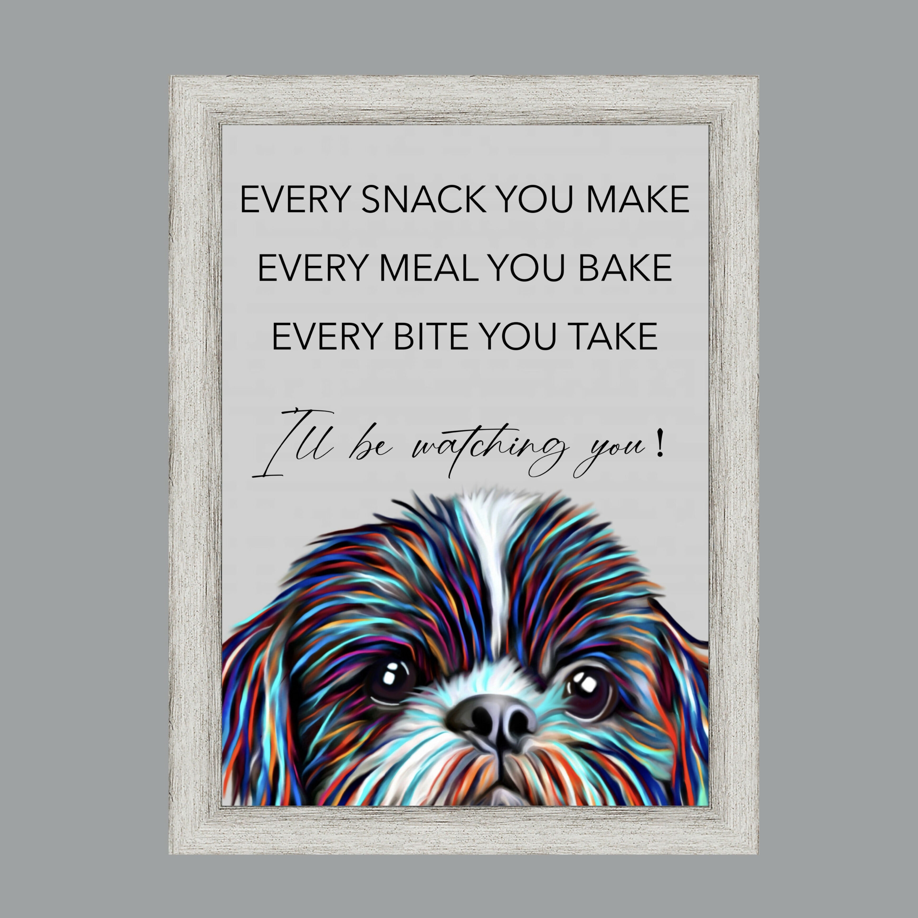 SHIH TZU DOG “Watching You” FRAMED ARTWORK.