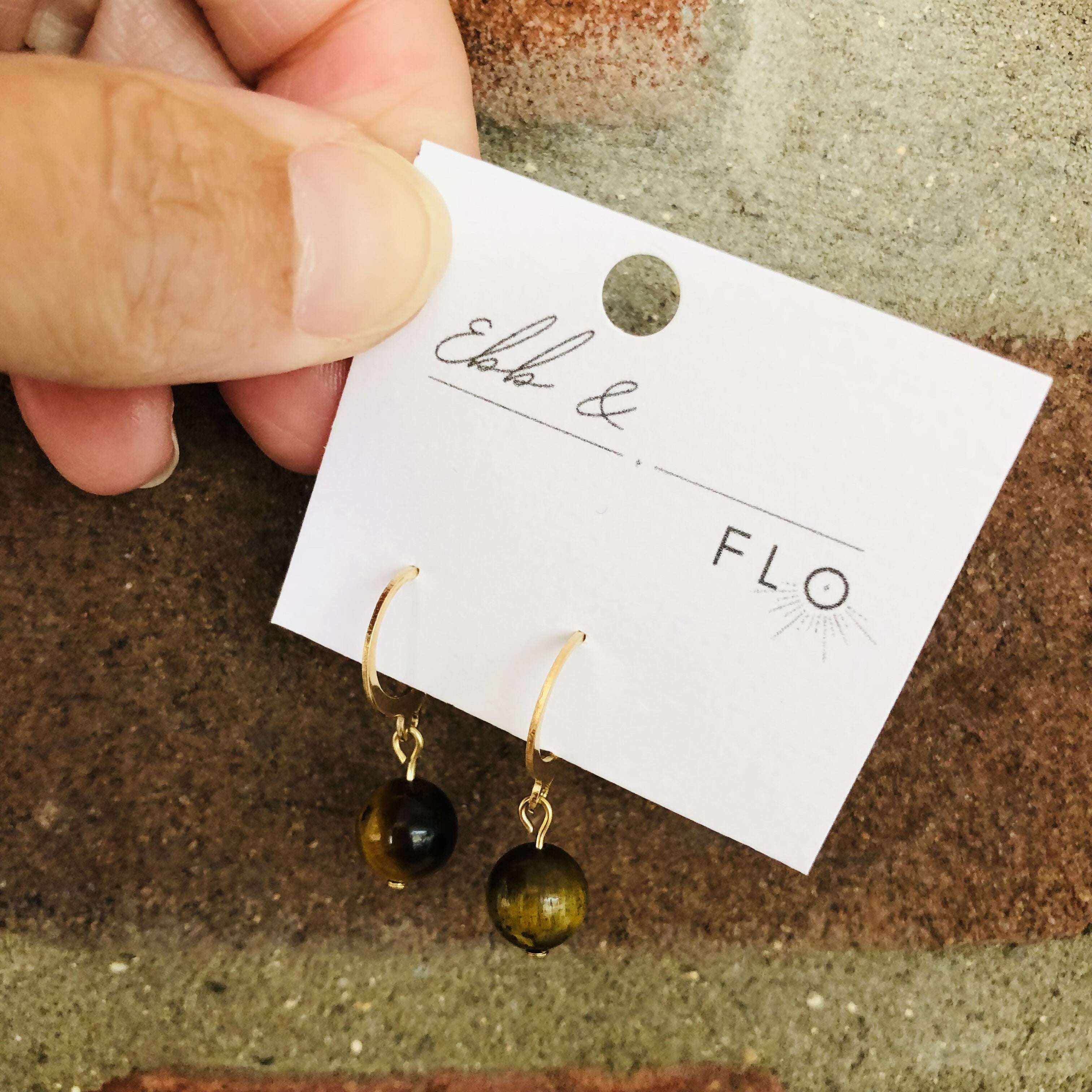 Hand Crafted Gem Stone Huggie Earrings