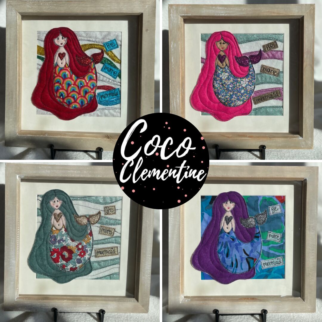 Mermaid Original Framed Textile Art
