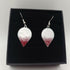 White Enamel and Speckled Red Teardrop Earrings