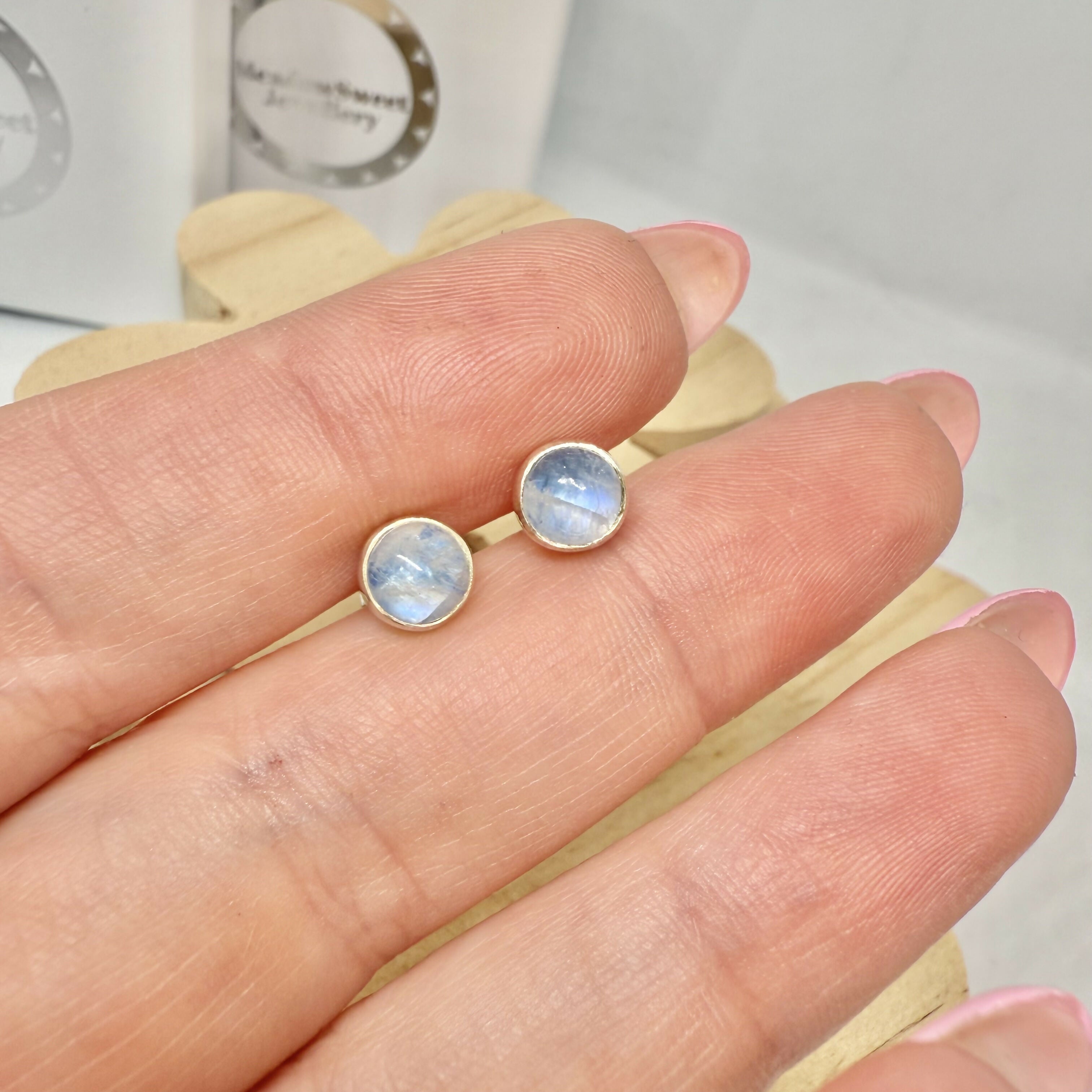 BLUE MOONSTONE STUD EARRINGS