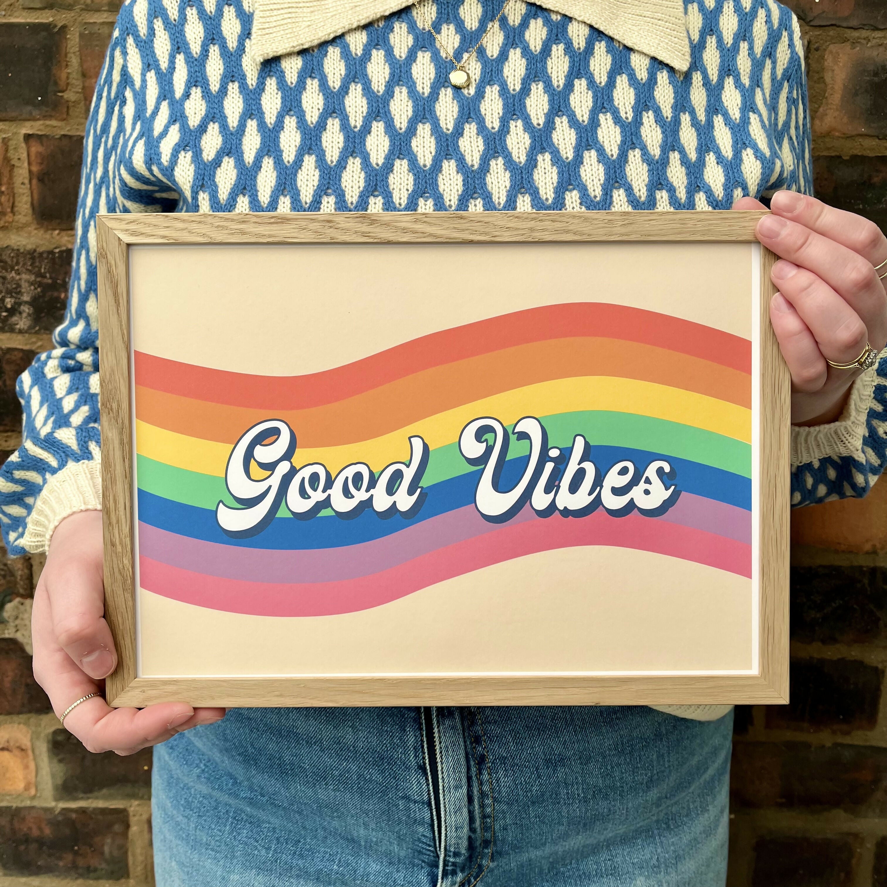 Good Vibes Rainbow Typography Print (1)