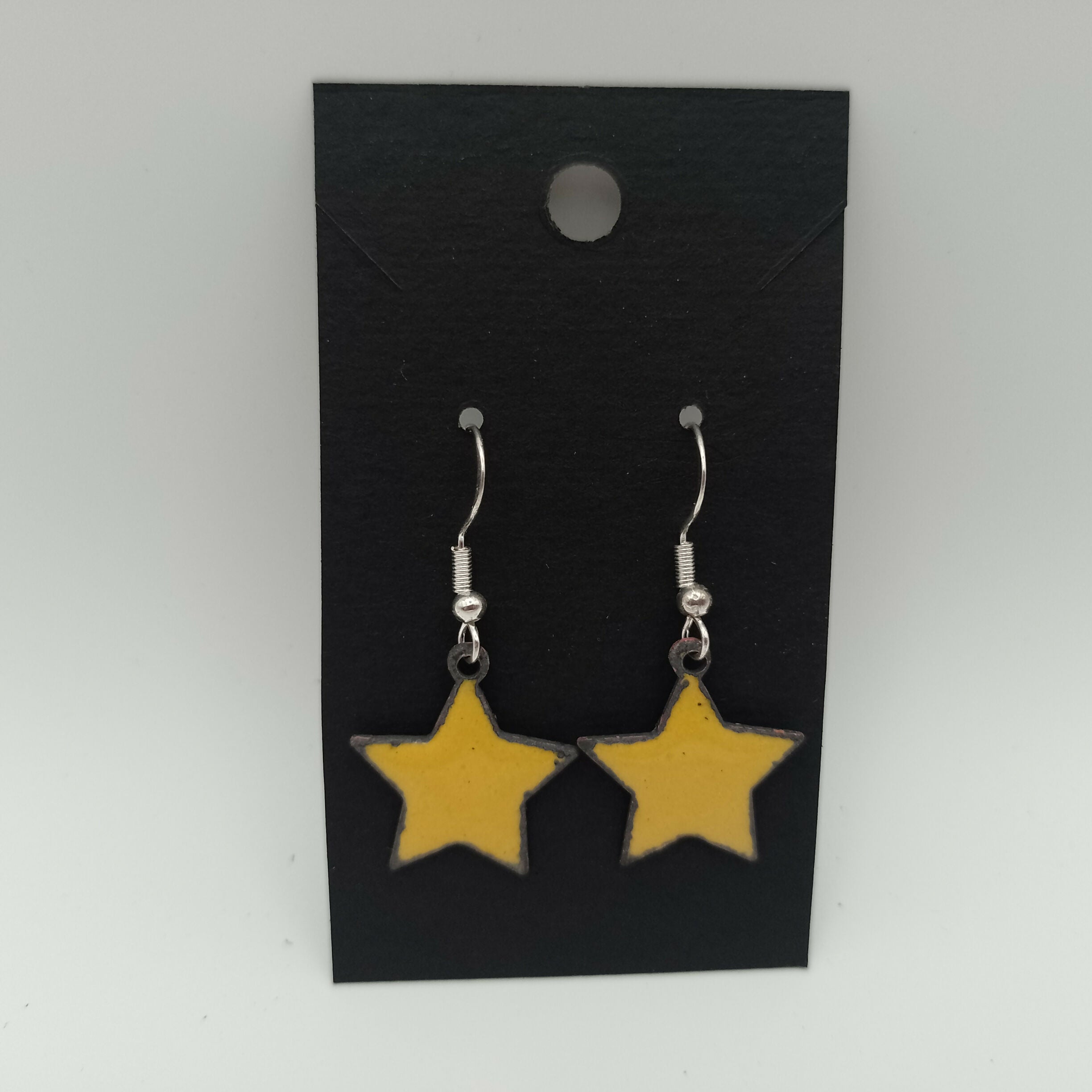 Yellow Enamel Star Earrings