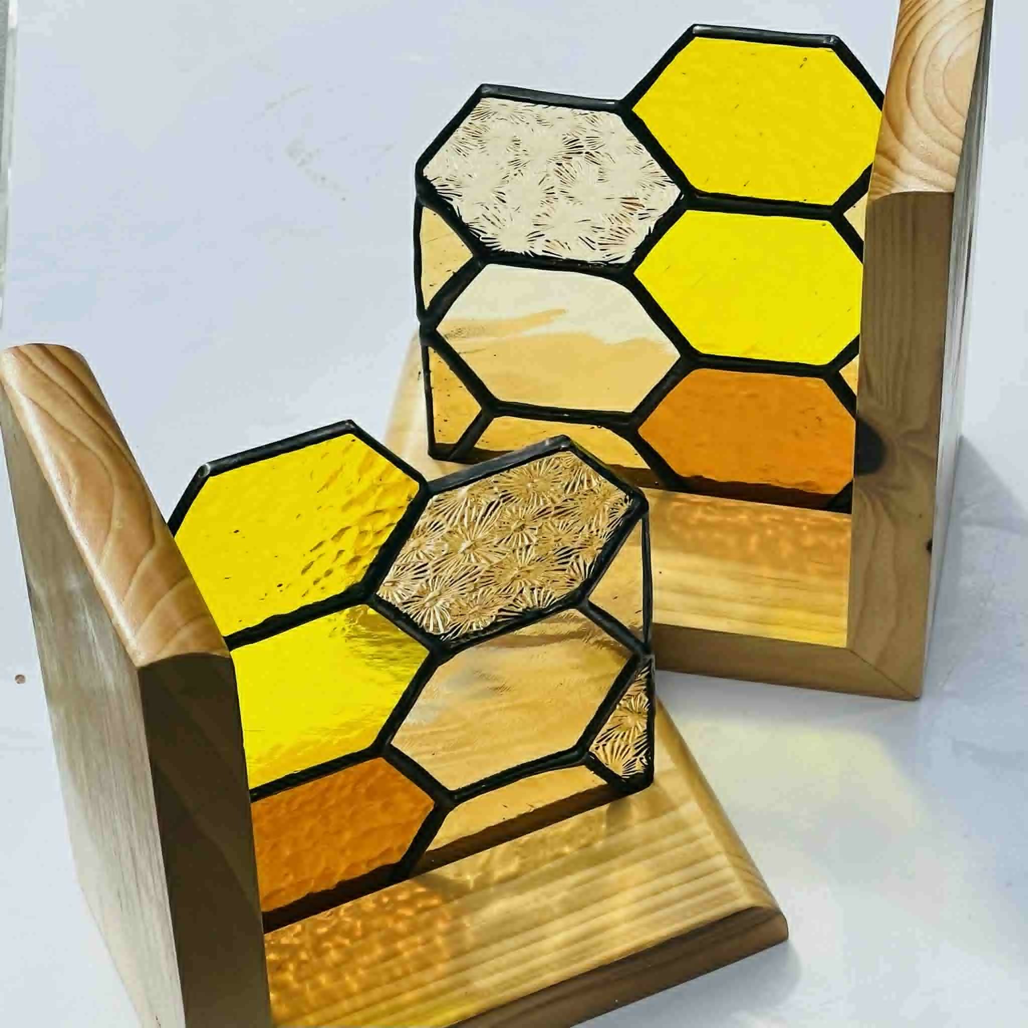 Stained Glass Honeycomb Bookend Ornament