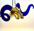 Stained Glass Sheep Skull with Blue horn