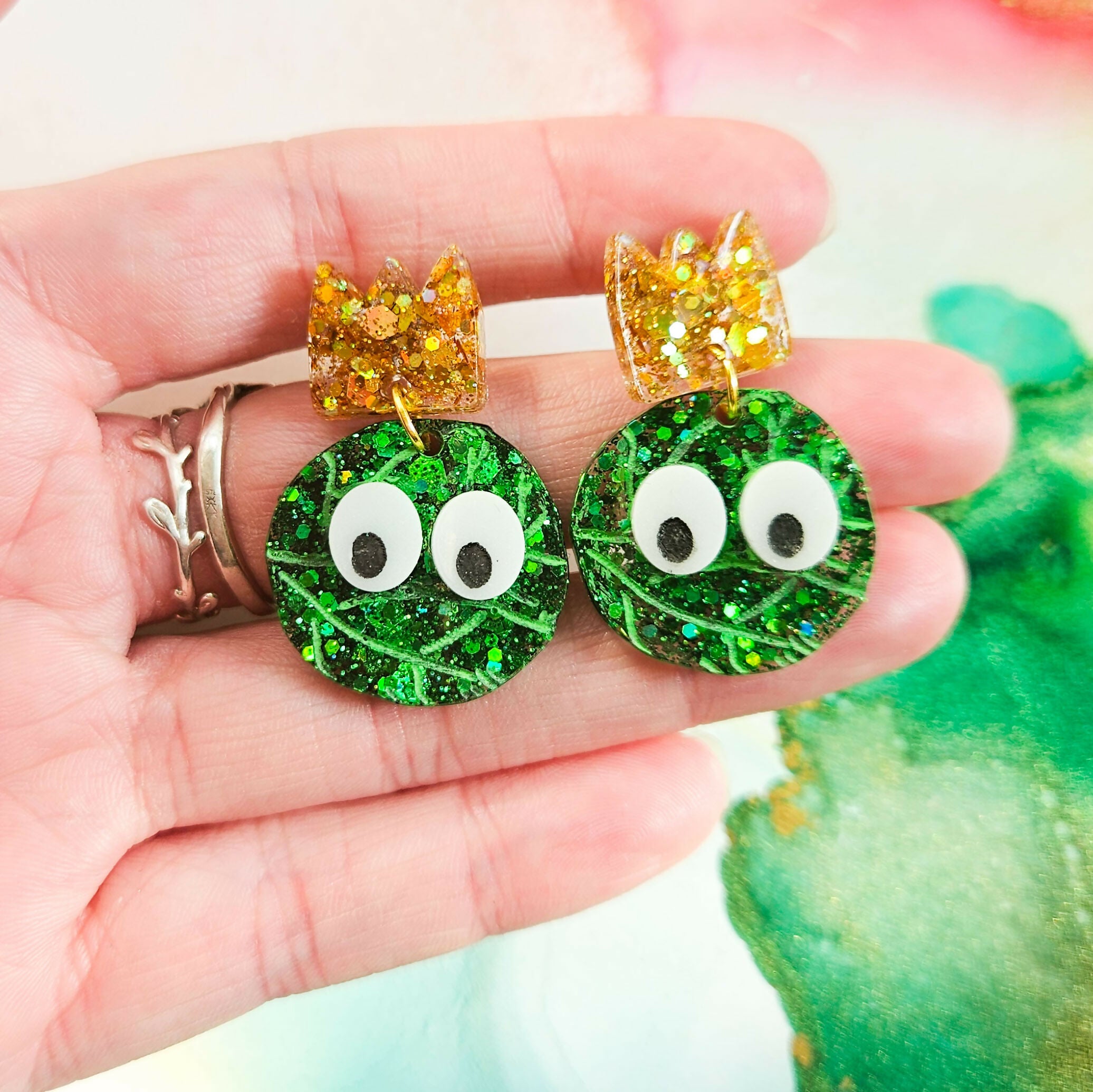 Handmade Brussels Sprouts Christmas Resin Earrings