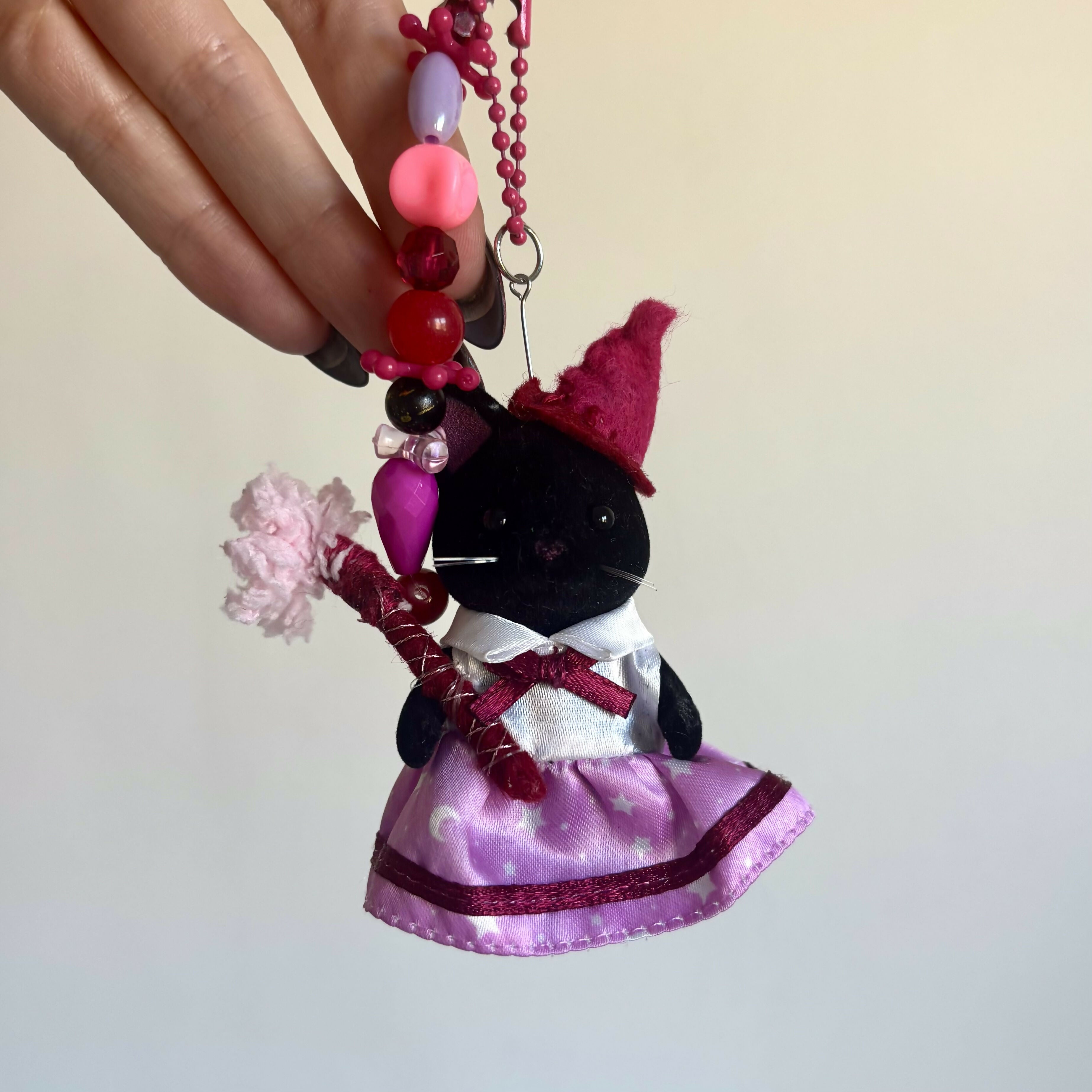 Witch Cat Felt Keyring