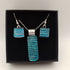 Blue and Green Dichroic Glass Pendant and Earring Set