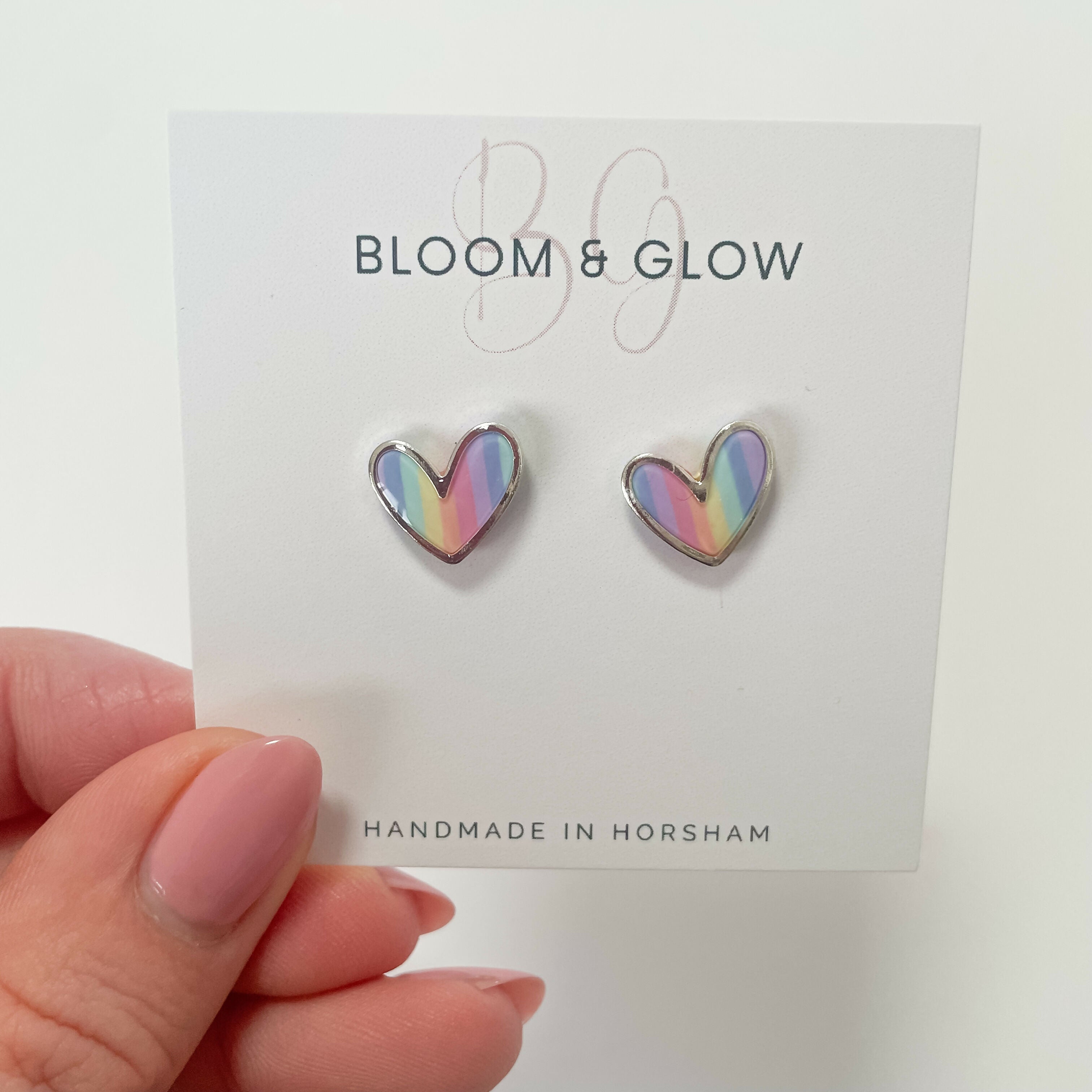 Pastel Rainbow Heart Studs - Handmade & Hypoallergenic | Art & Soul