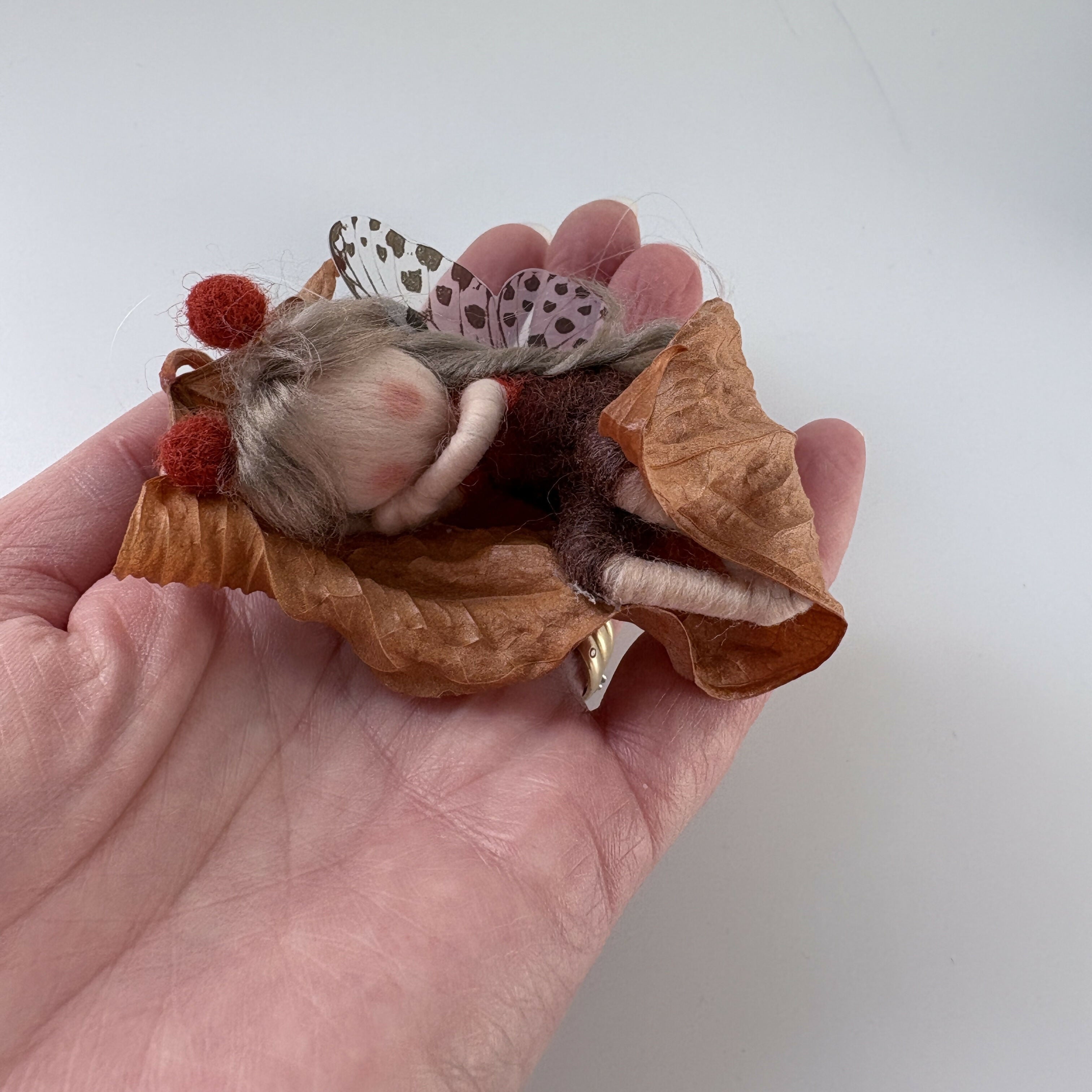 Fairy Laid Sleeping Inside A Leaf