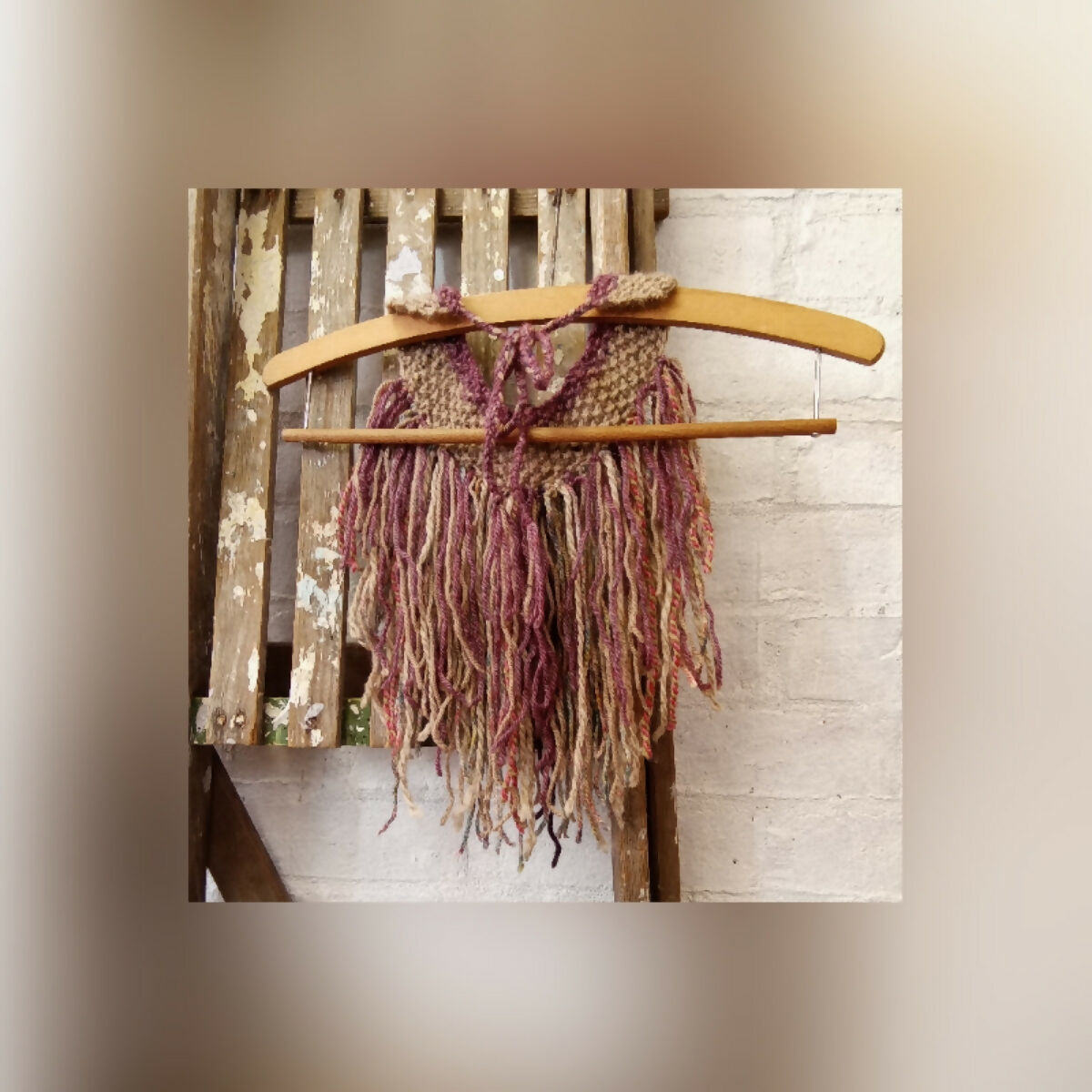 GRETA HAND KNITTED COLLAR BEIGE AND MAUVE