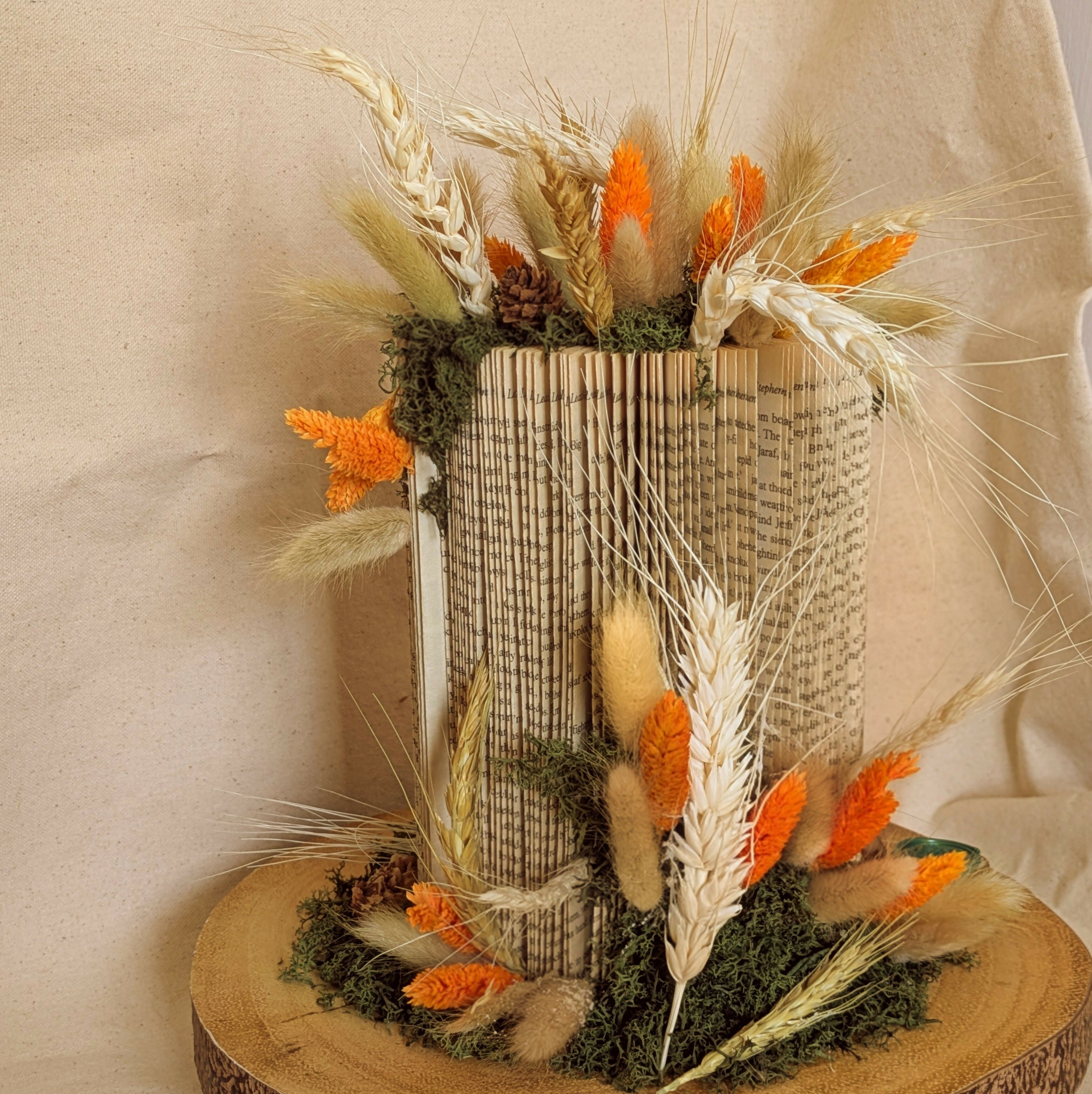 Orange & Cream Corn Arrangement on Wooden Stand
