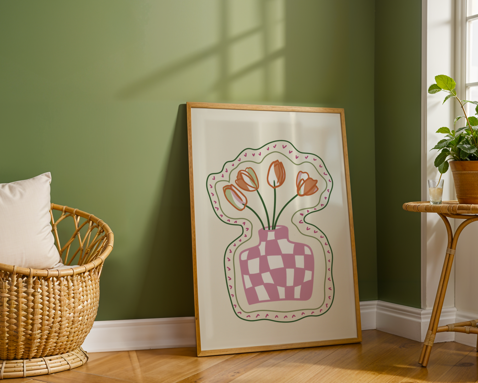 Checkered Tulip Vase Print