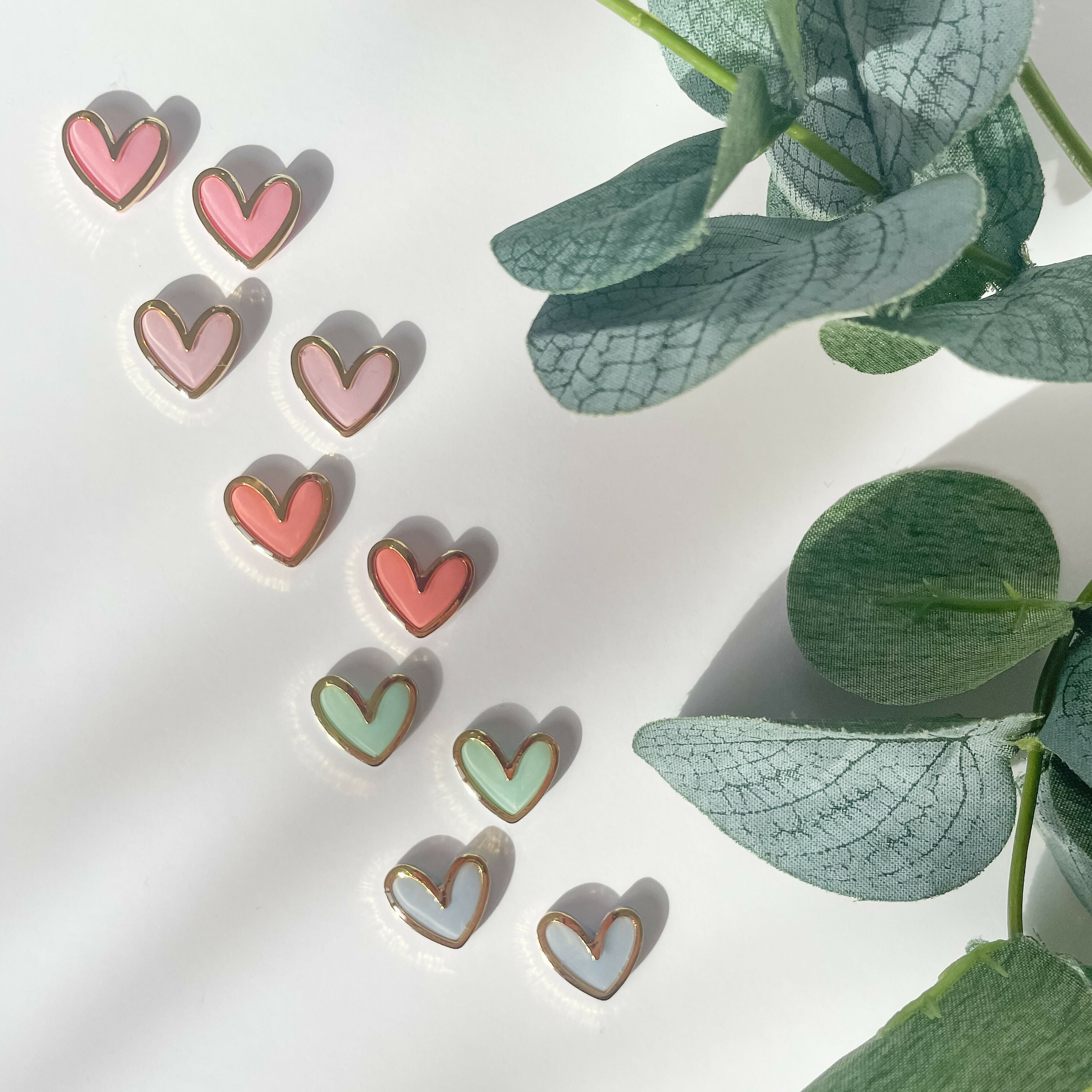 Pastel Heart Studs with Gold Edging | Handmade | Art & Soul