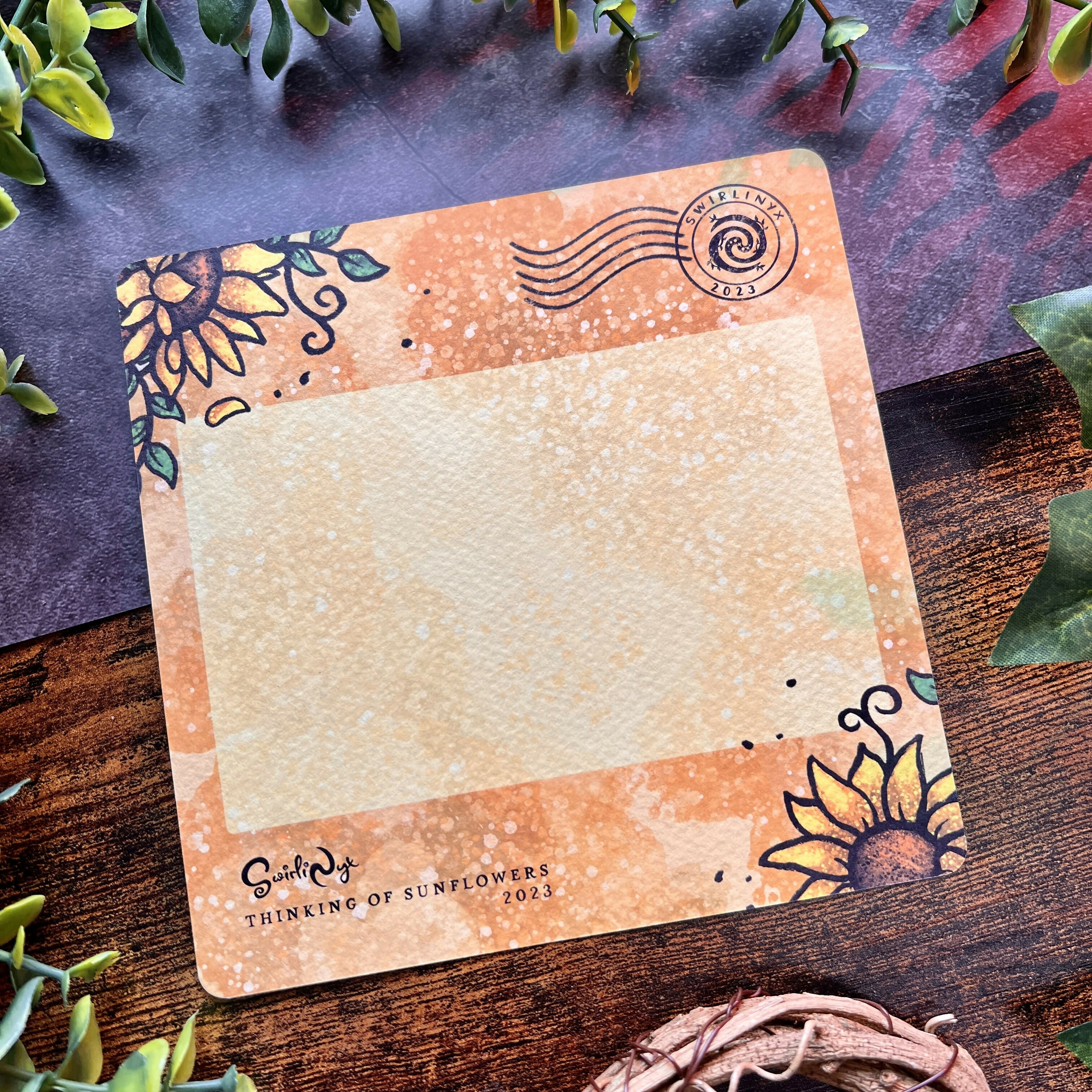Sunflower Skull Art Print Postcard
